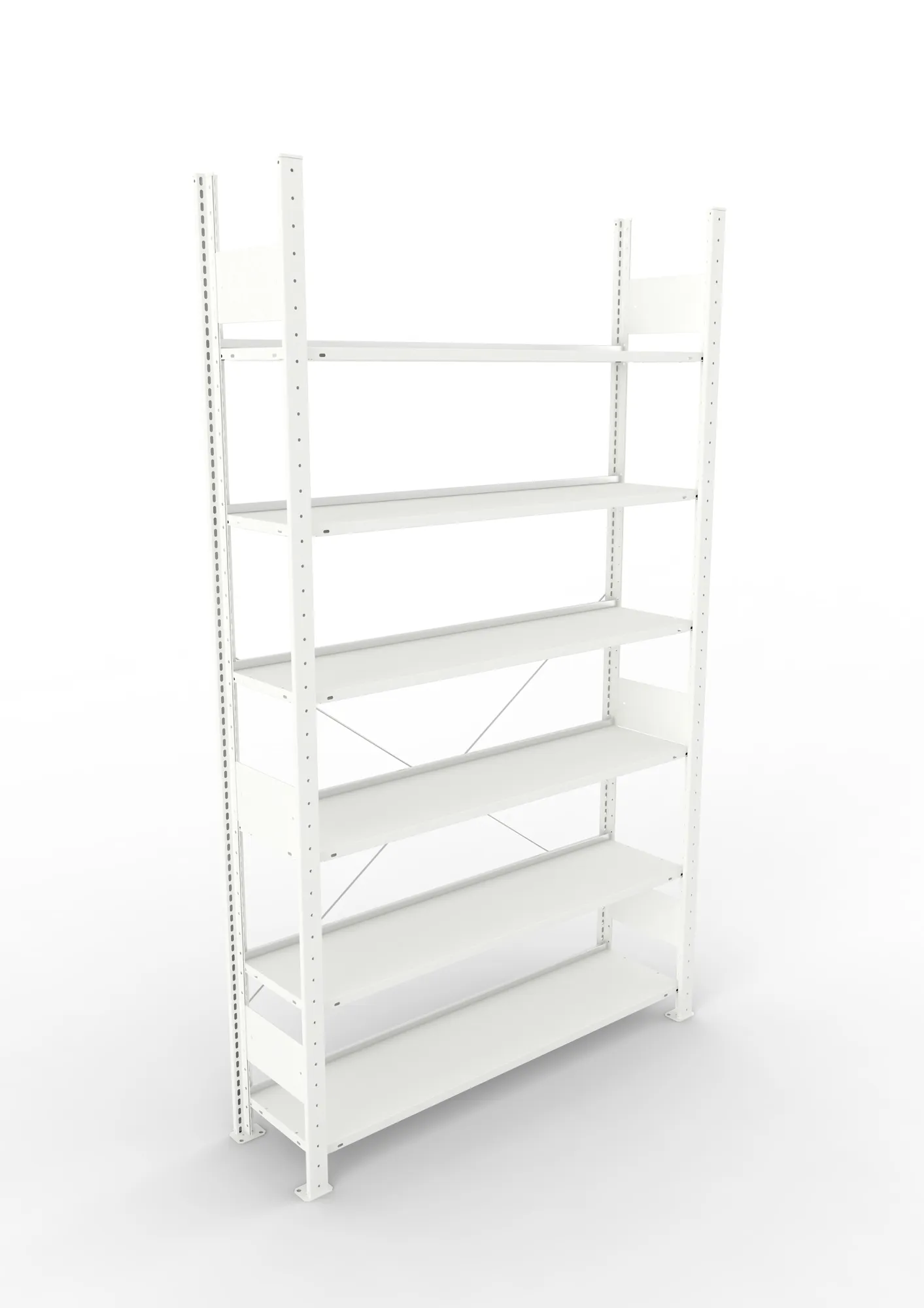 META COMPACT | Büro-Steckregal | Grundregal | 2200 x 1250 x 300 mm | Fachlast 80 kg | 6 Ebenen | RAL 7035