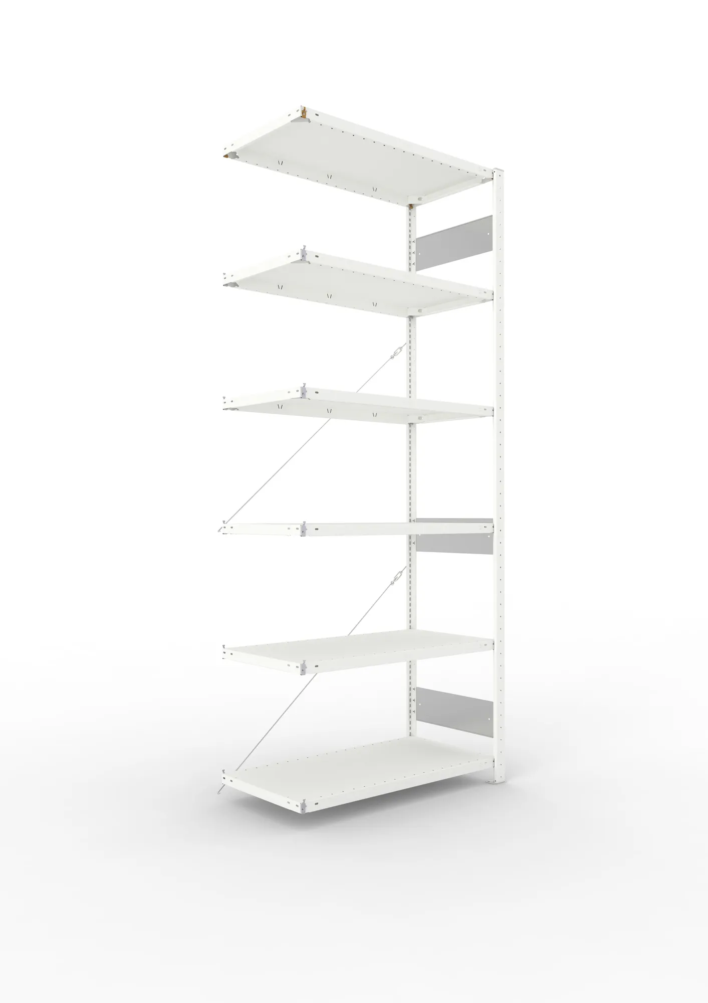 META CLIP S3 | Fachbodenregal | Anbauregal | 2500 x 1000 x 500 mm | Fachlast 150 kg | 5+1 Ebenen | RAL 7035