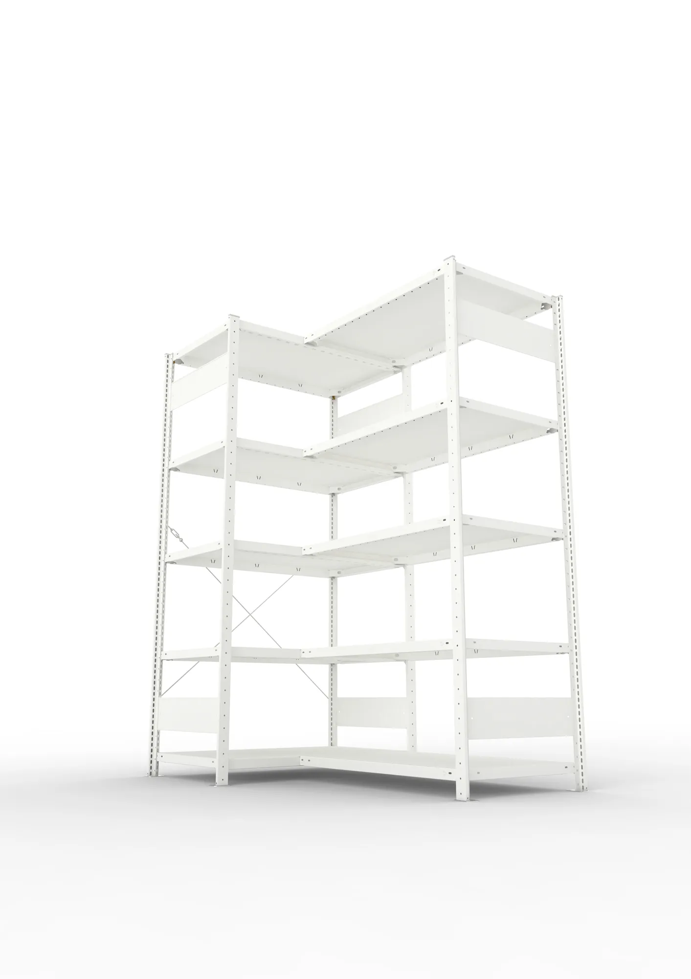 META CLIP | Eckregal | 2000 x 1000 x 600 mm | Fachlast 100 kg | 4+1 Ebenen | RAL 7035