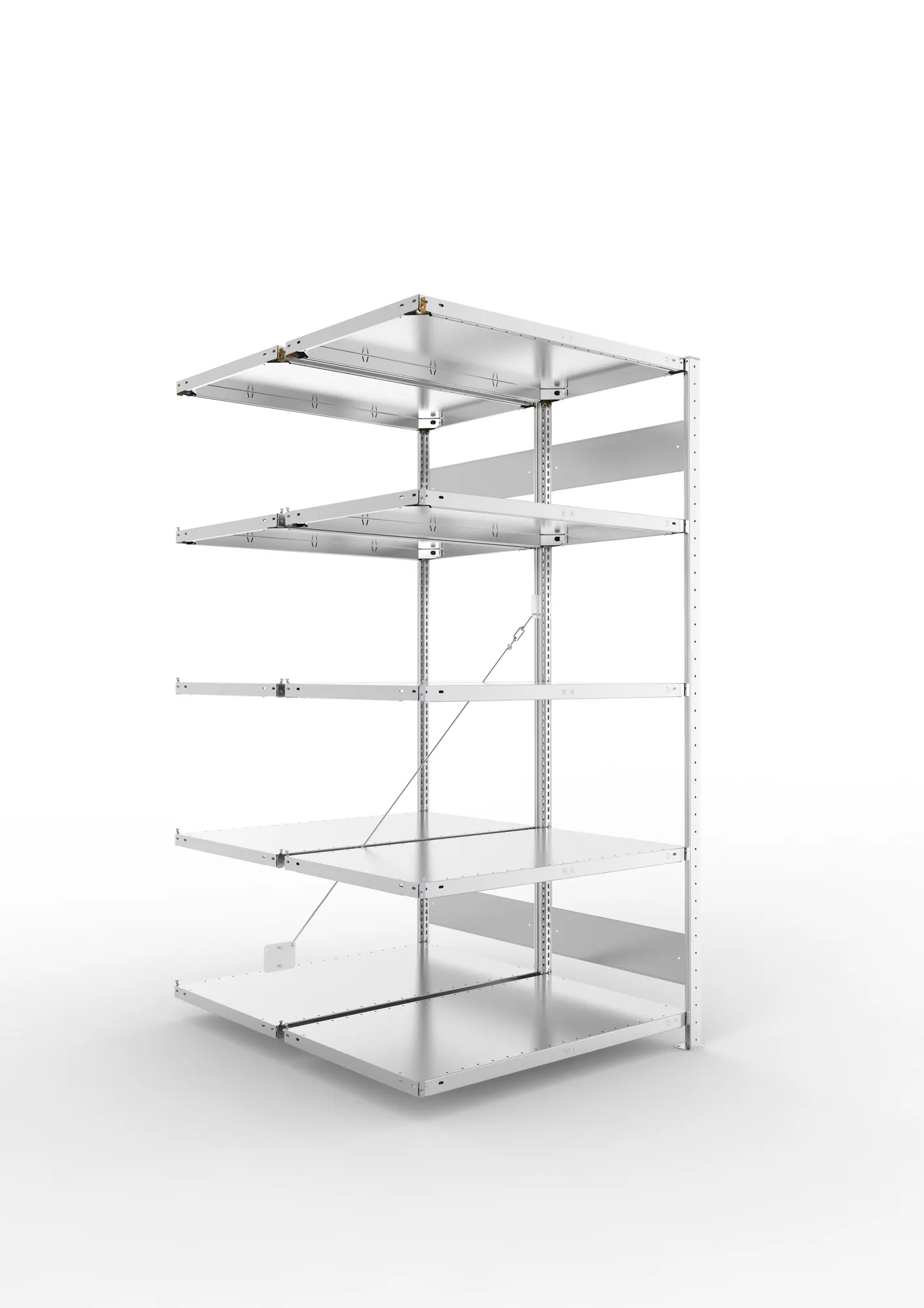 META CLIP S3 | Fachbodenregal | Doppel-Anbauregal | 2000 x 1000 x 600 mm | Fachlast 150 kg | 4+1 Ebenen | verzinkt