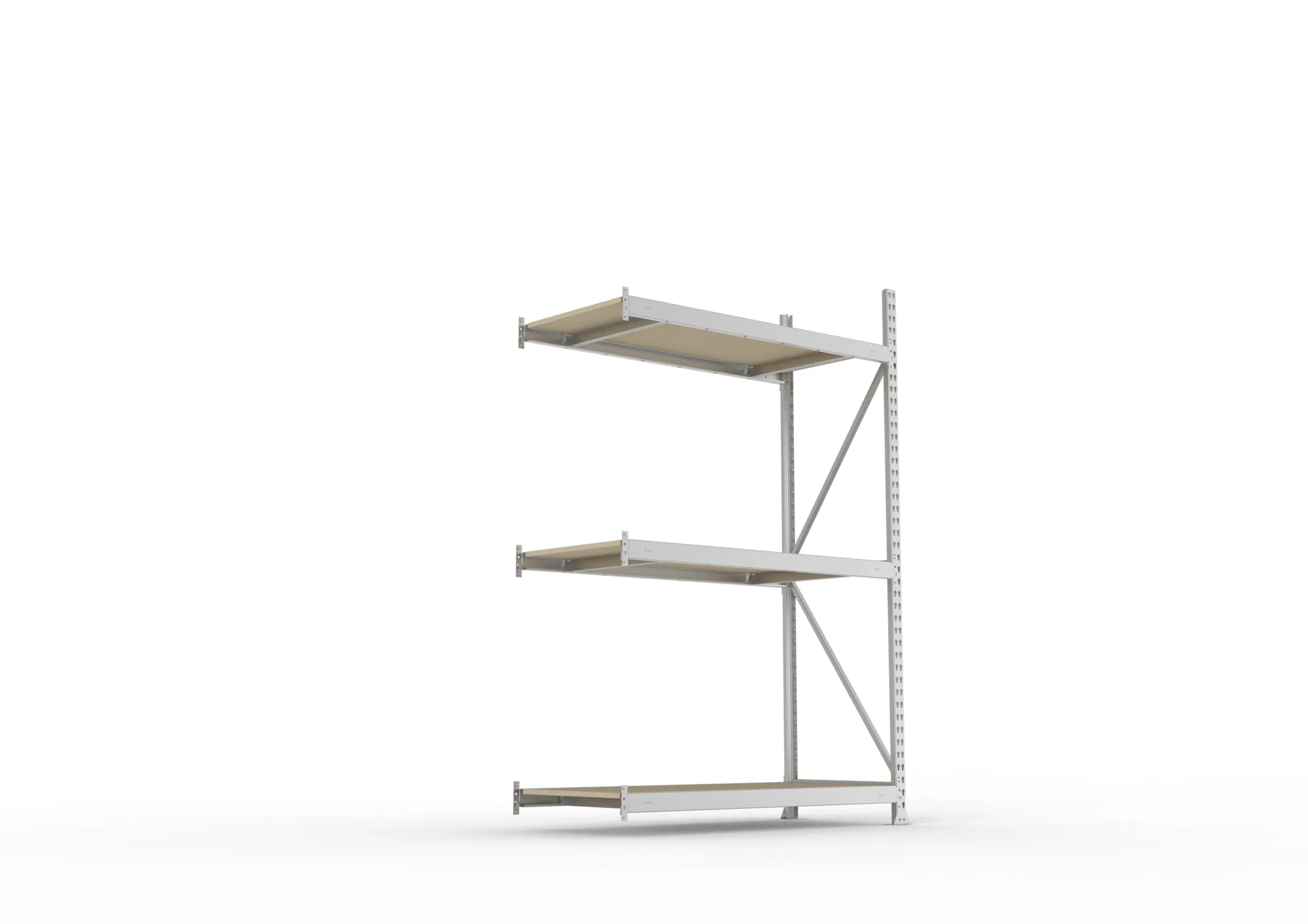META MINI-RACK Weitspannregal | Anbauregal | 2200 x 1400 x 650 mm | Fachlast 600 kg | Spanplattenböden | 3 Ebenen