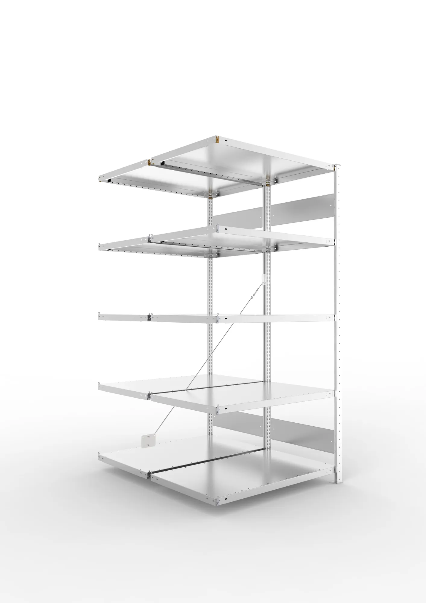 META CLIP S3 | Fachbodenregal | Doppel-Anbauregal | 2000 x 1000 x 600 mm | Fachlast 100 kg | 4+1 Ebenen | verzinkt