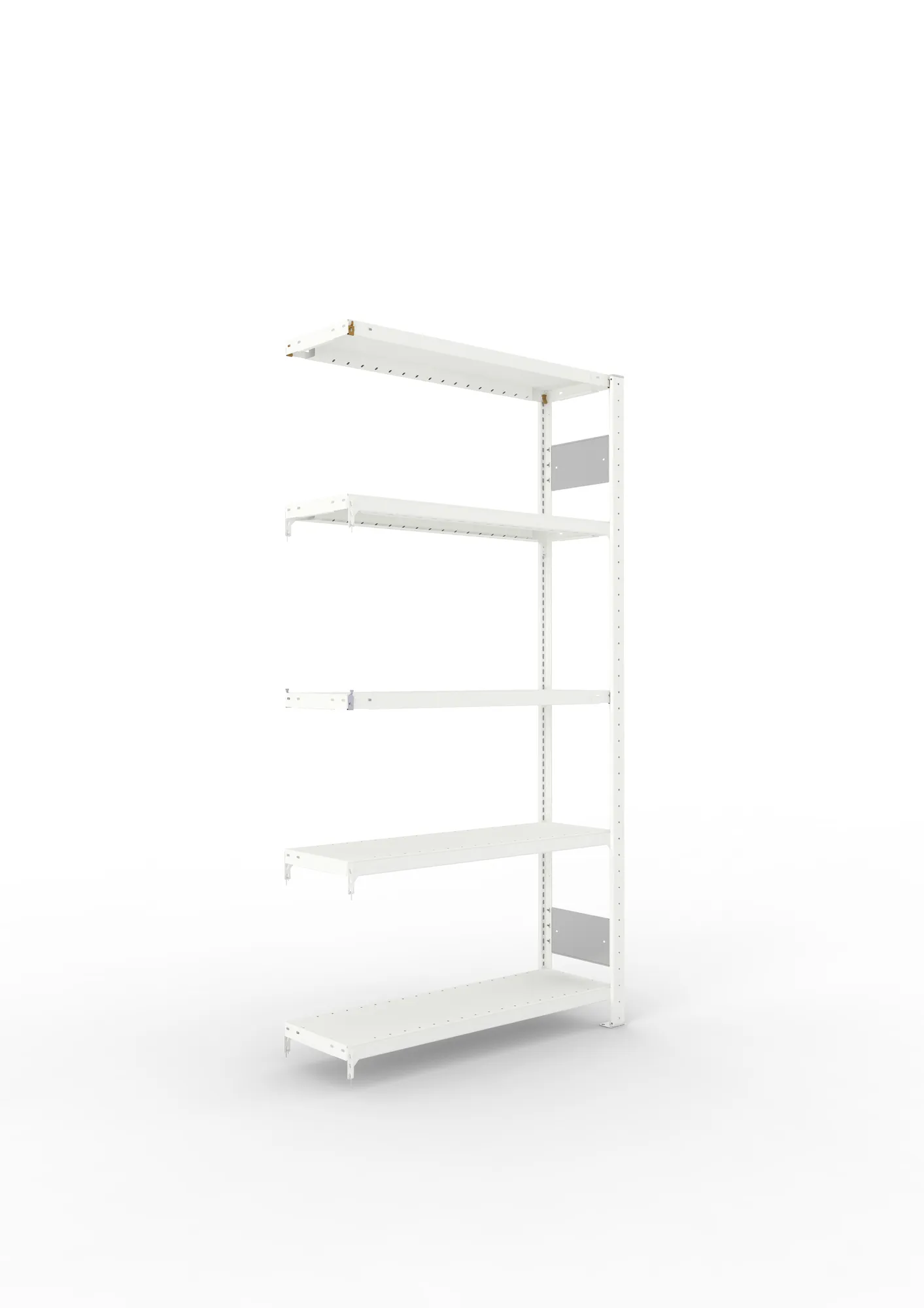 META CLIP S3 | Fachbodenregal | Anbauregal | 2000 x 1000 x 300 mm | Fachlast 230 kg | 4+1 Ebenen | Längsriegel | RAL 7035