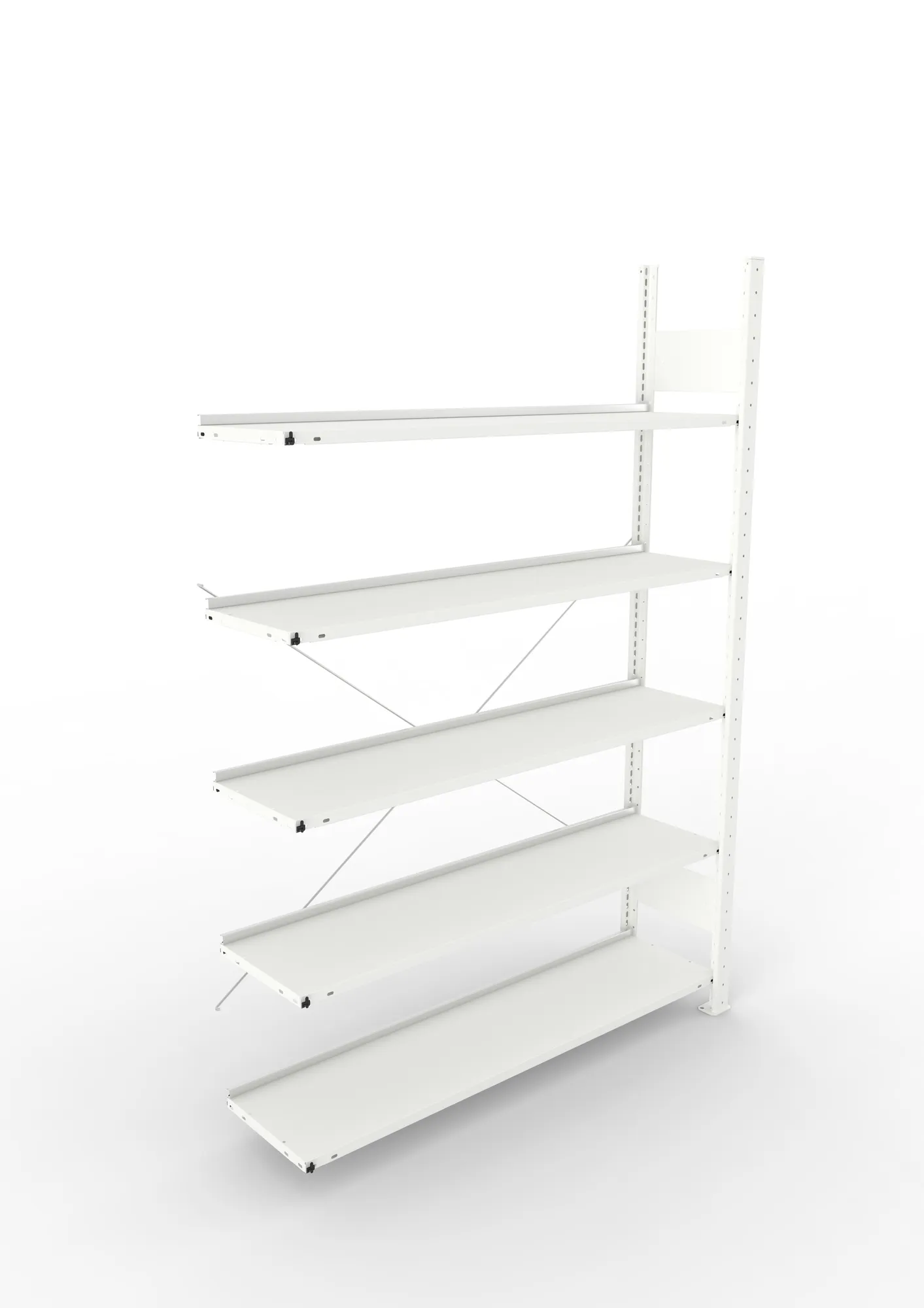 META COMPACT | Büro-Steckregal | Anbauregal | 1850 x 1250 x 300 mm | Fachlast 80 kg | 5 Ebenen | RAL 7035