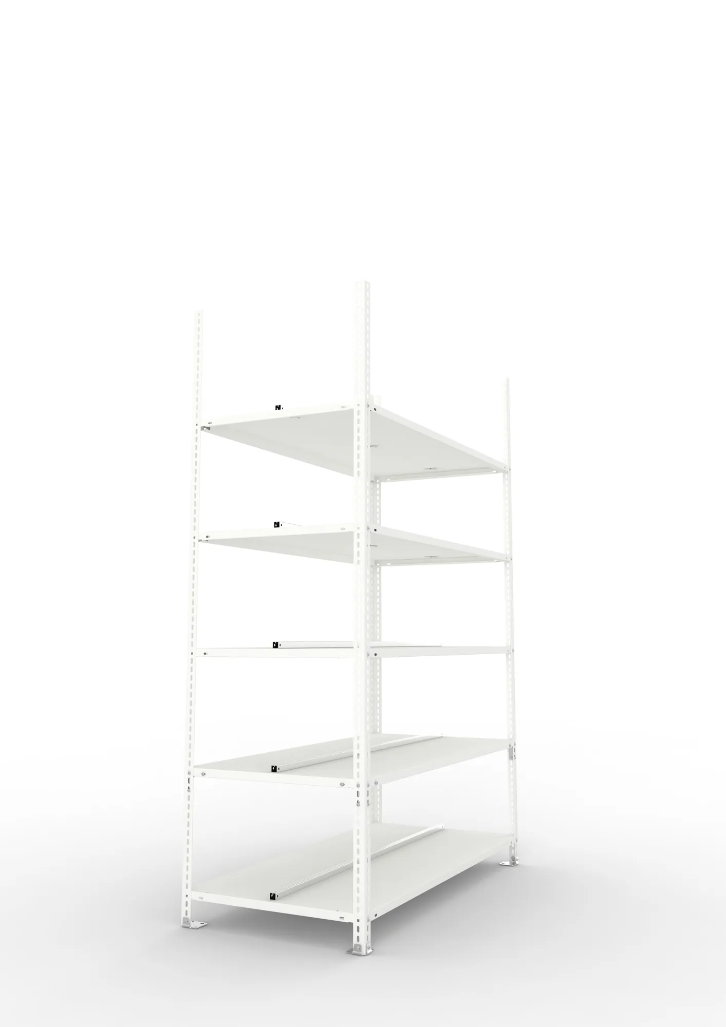 META FIX COMPACT | Büro-Schraubregal | Grundregal | 1850 x 1250 x 600 mm | Fachlast 100 kg | 5 Ebenen | RAL 7035