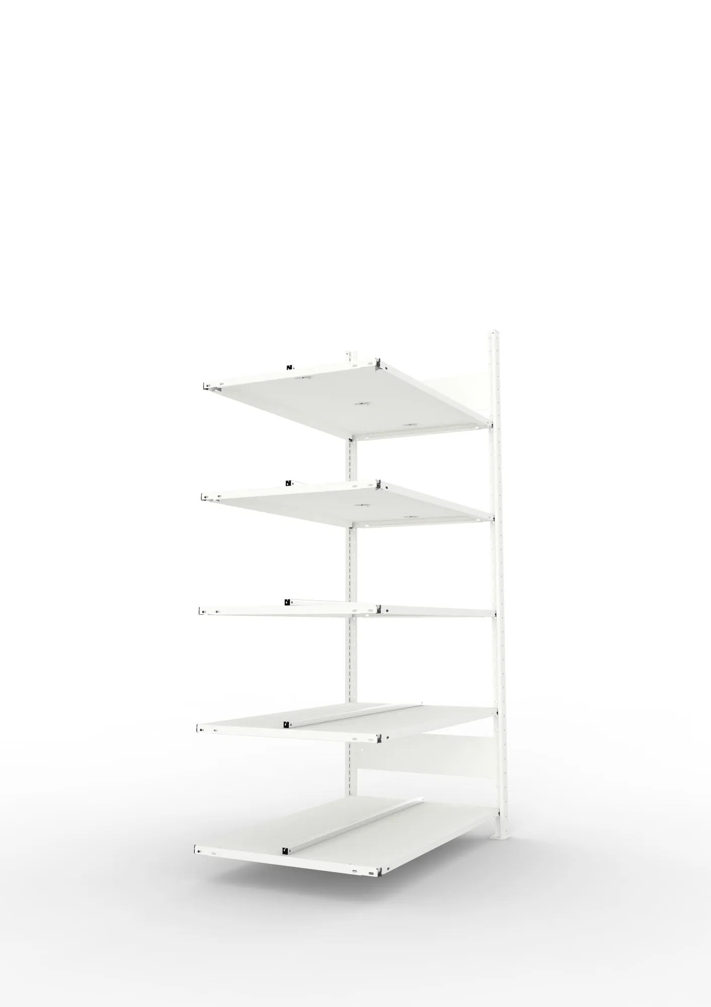 META COMPACT | Büro-Steckregal | Anbauregal | 1850 x 1000 x 600 mm | Fachlast 100 kg | 5 Ebenen | RAL 7035