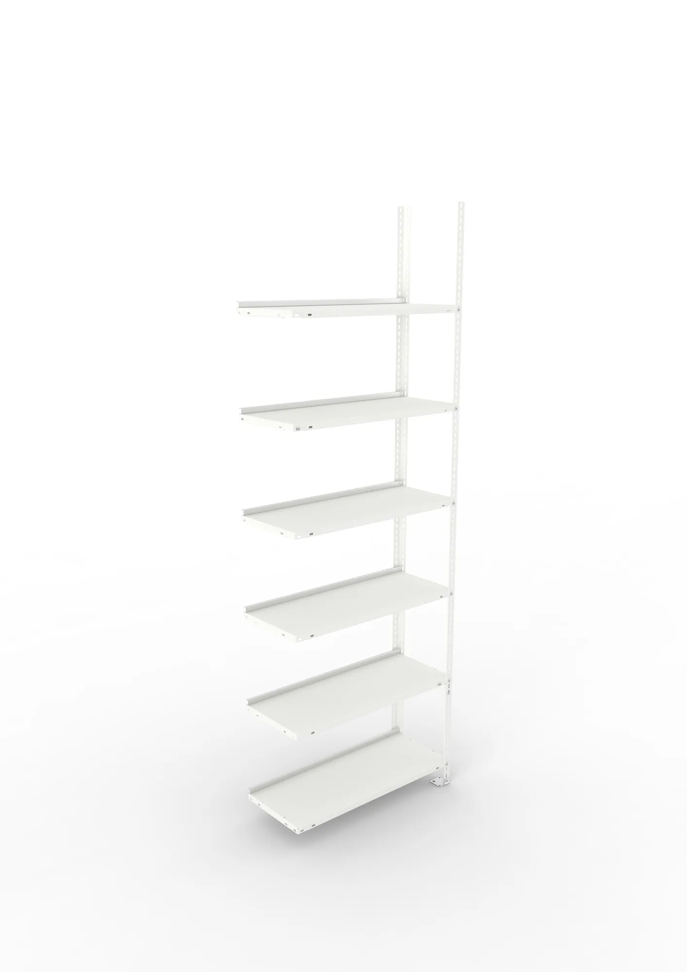 META FIX COMPACT | Büro-Schraubregal | Anbauregal | 2200 x 750 x 300 mm | Fachlast 80 kg | 6 Ebenen | RAL 7035