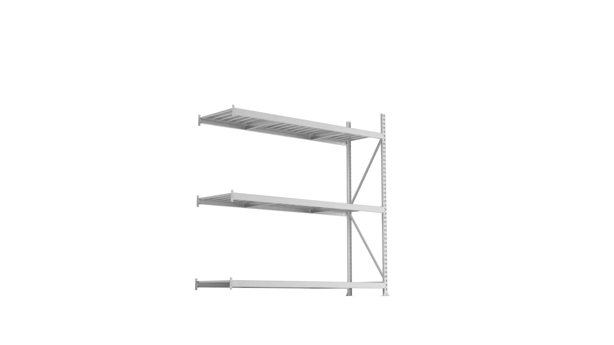 META MINI-RACK Weitspannregal | Anbauregal | 2200 x 2200 x 650 mm | Fachlast 600 kg | Stahlpaneelböden | 3 Ebenen