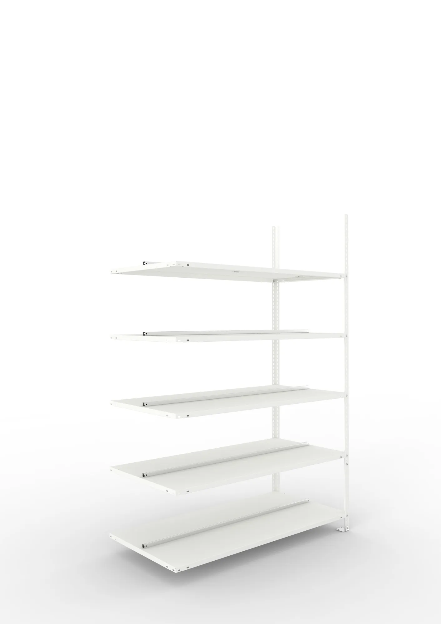 META FIX COMPACT | Büro-Schraubregal | Anbauregal | 1850 x 1250 x 600 mm | Fachlast 100 kg | 5 Ebenen | RAL 7035