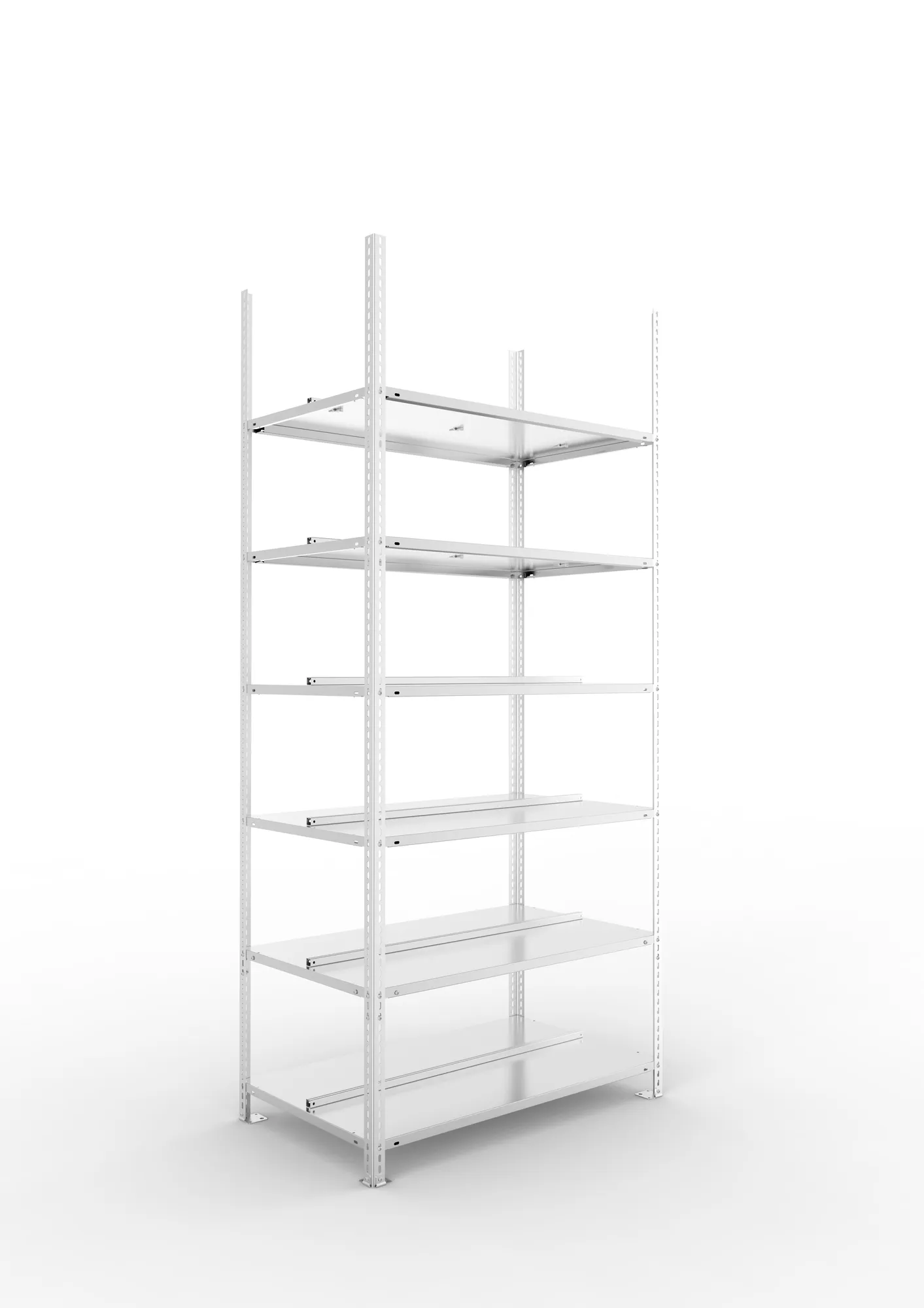 META FIX COMPACT | Büro-Schraubregal | Grundregal | 2200 x 1000 x 600 mm | Fachlast 100 kg | 6 Ebenen | verzinkt