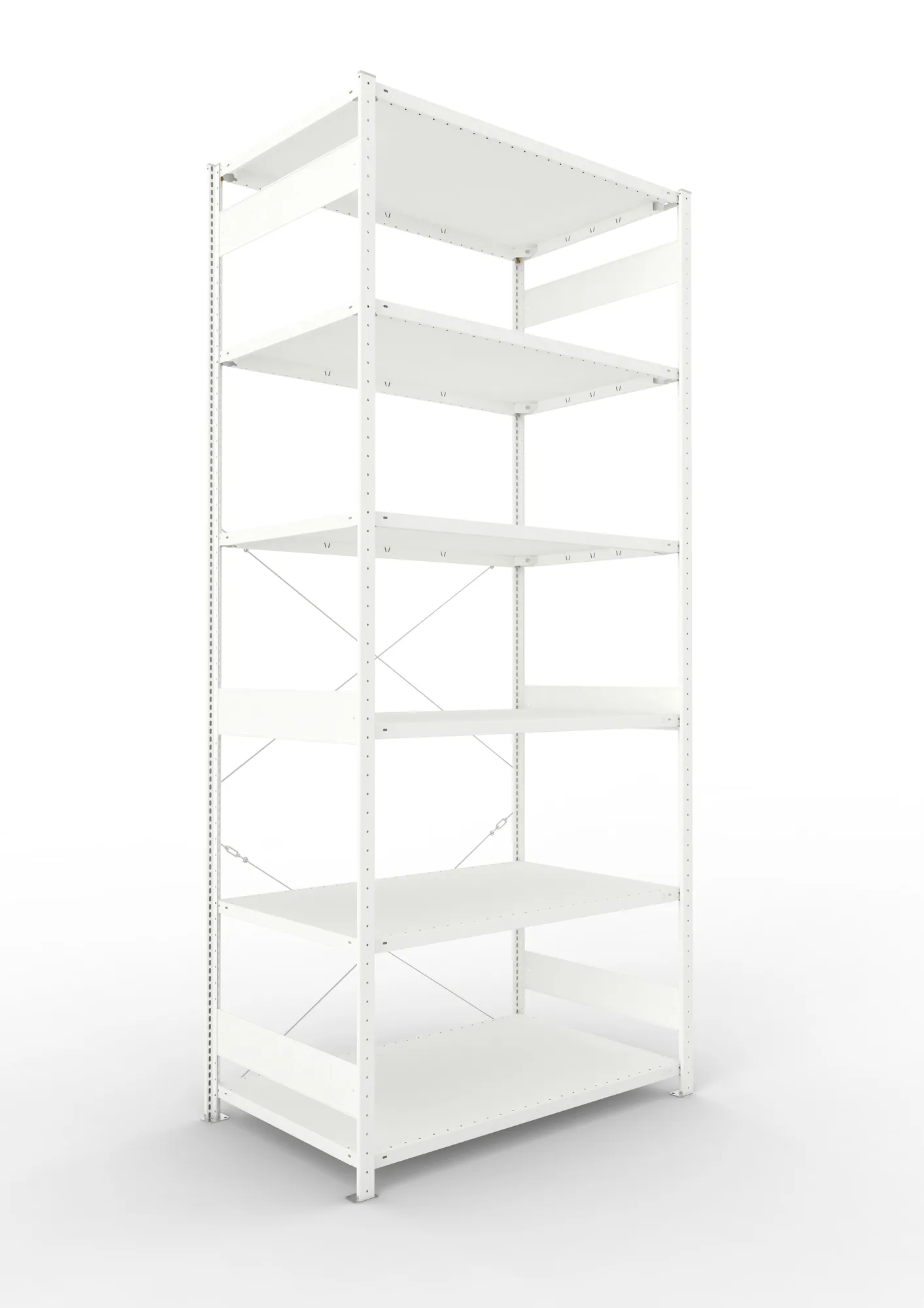 META CLIP | Fachbodenregal | Grundregal | 3000 x 1300 x 800 mm | Fachlast 230 kg | 5+1 Ebenen | RAL 7035