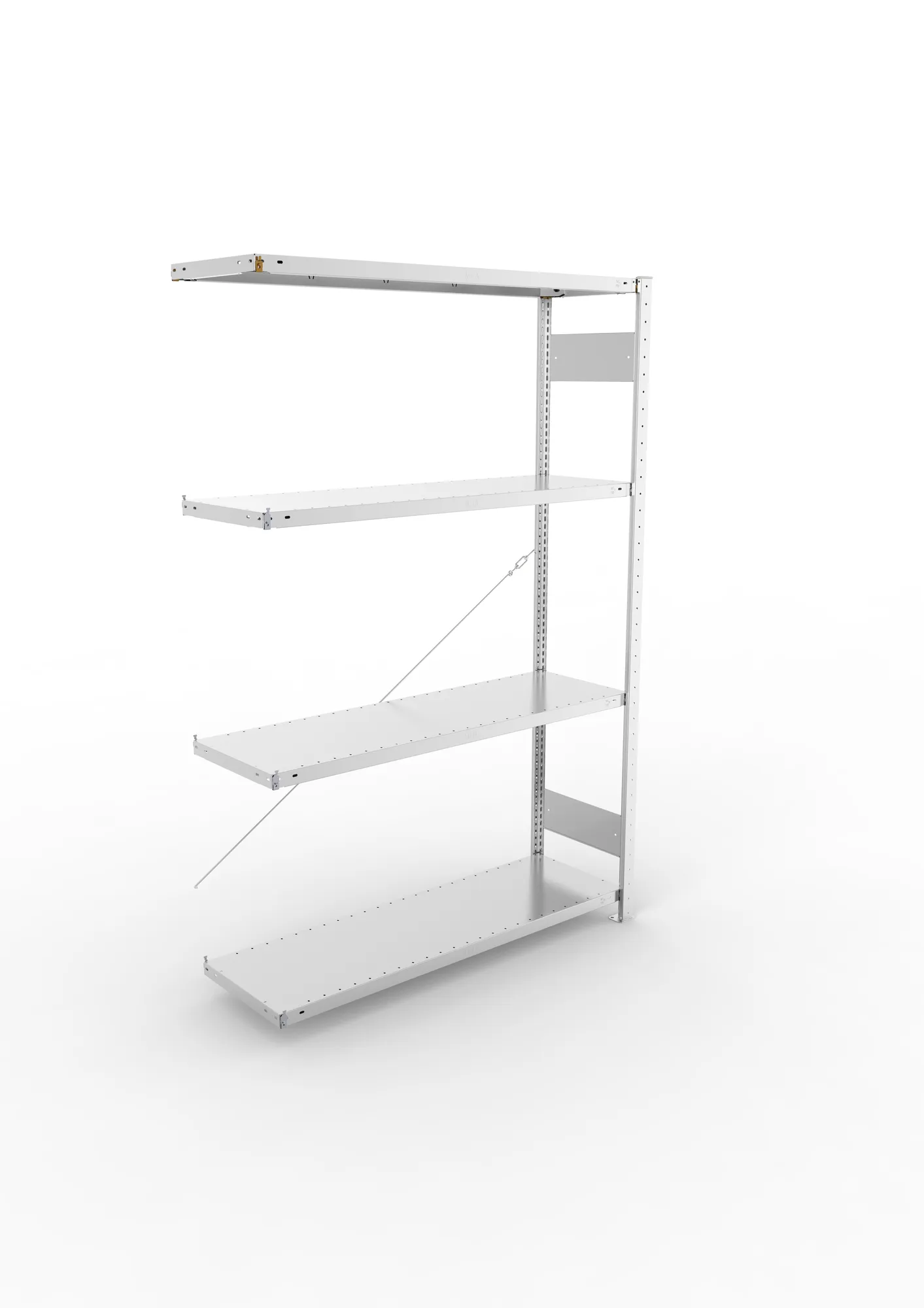 META CLIP | Fachbodenregal | Anbauregal | 2000 x 1300 x 400 mm | Fachlast 230 kg | 3+1 Ebenen | verzinkt