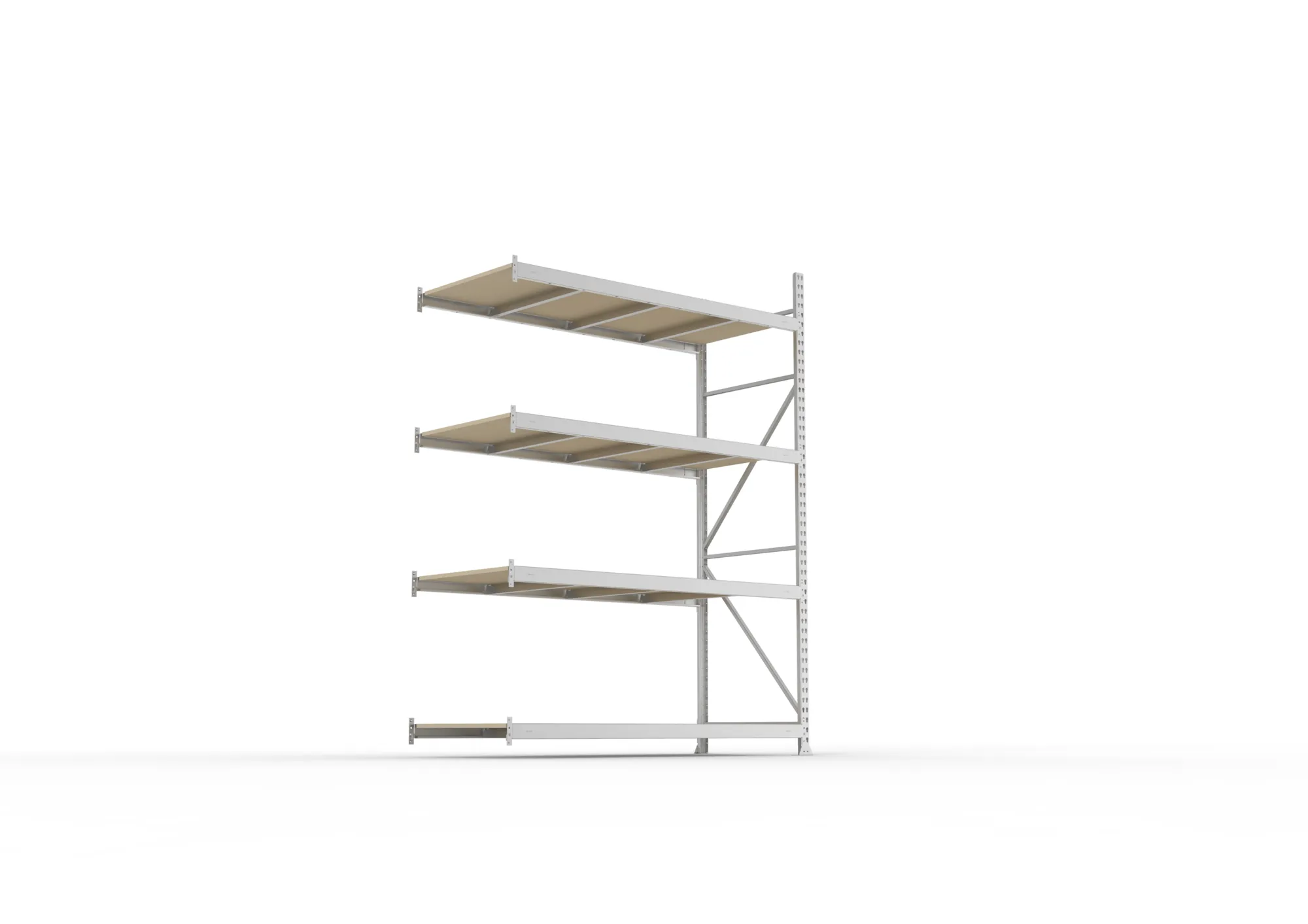 META MINI-RACK Weitspannregal | Anbauregal | 2500 x 1800 x 800 mm | Fachlast 600 kg | Spanplattenböden | 4 Ebenen