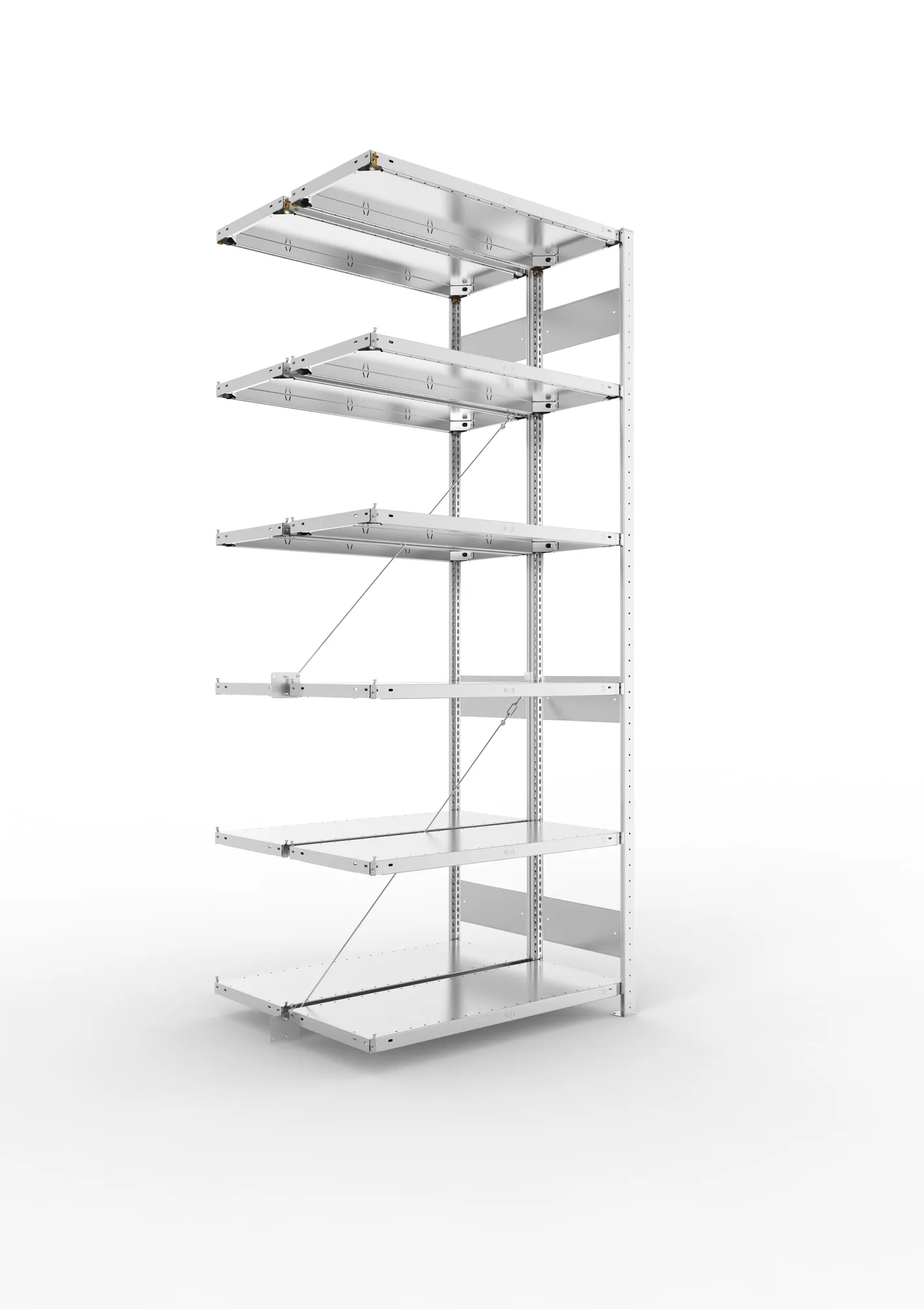 META CLIP S3 | Fachbodenregal | Doppel-Anbauregal | 2500 x 1000 x 400 mm | Fachlast 150 kg | 5+1 Ebenen | verzinkt