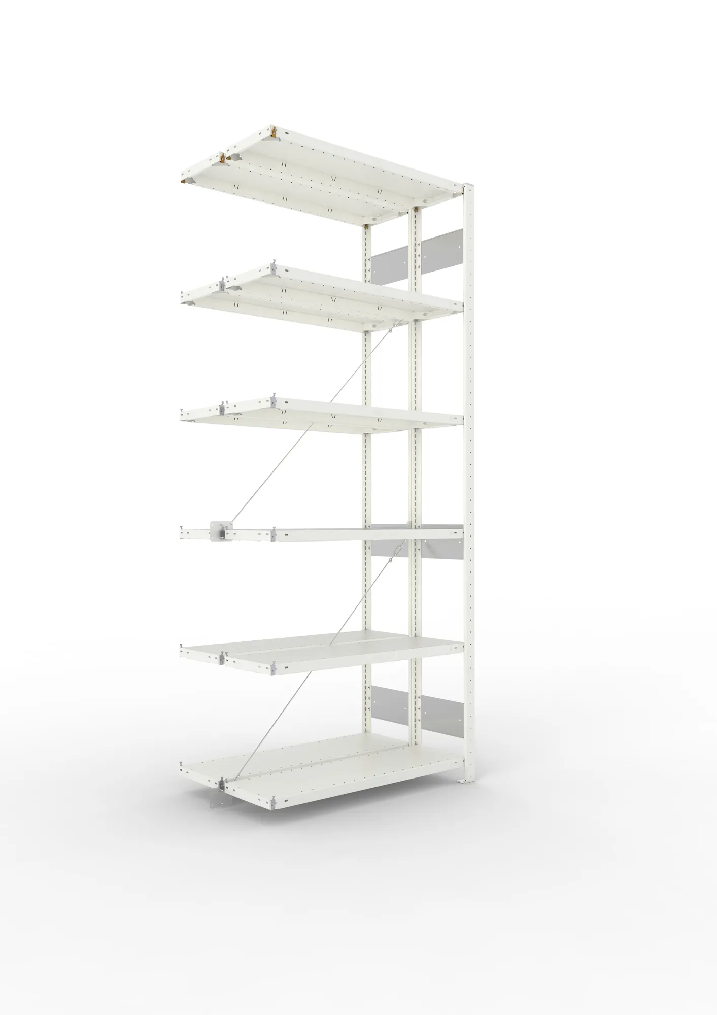 META CLIP S3 | Fachbodenregal | Doppel-Anbauregal | 2500 x 1000 x 300 mm | Fachlast 150 kg | 5+1 Ebenen | RAL 7035