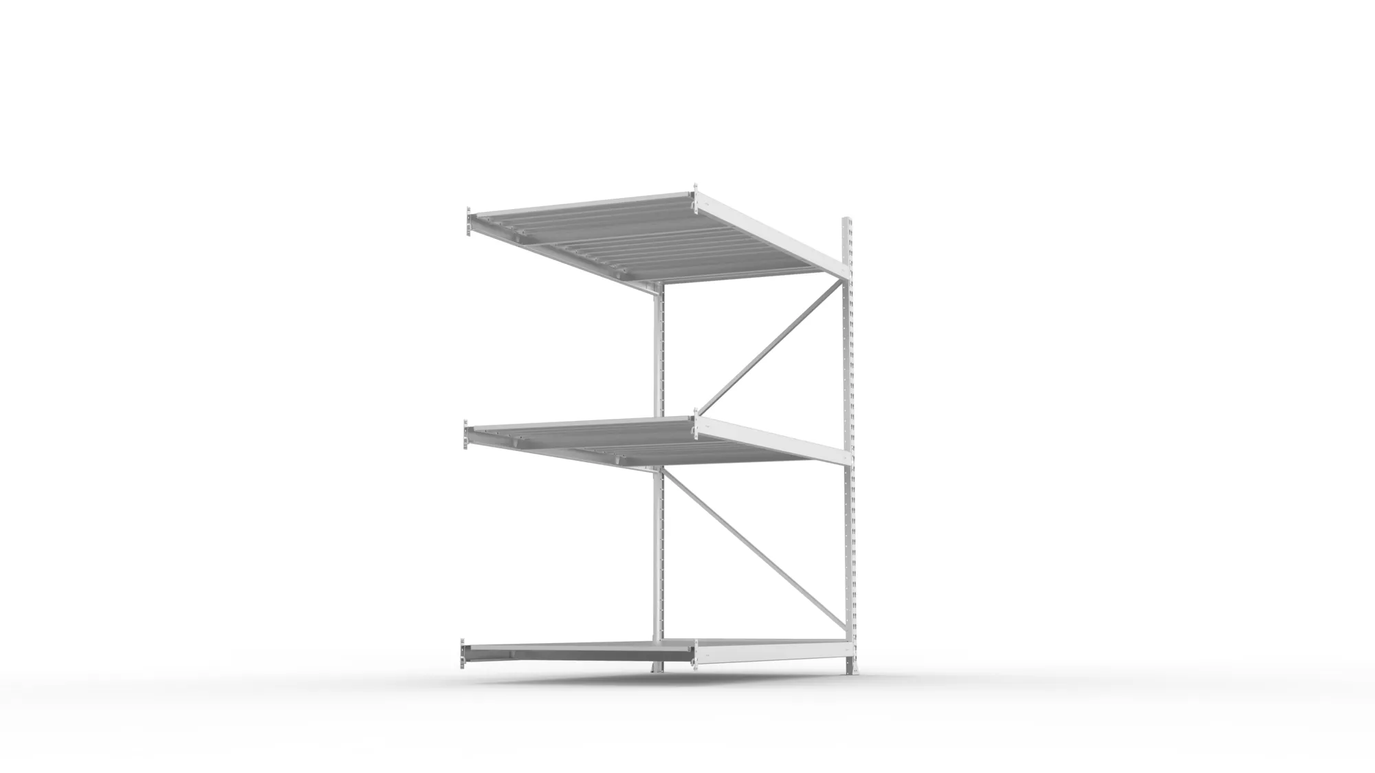 META MINI-RACK Weitspannregal | Anbauregal | 2200 x 1800 x 1050 mm | Fachlast 600 kg | Stahlpaneelböden | 3 Ebenen