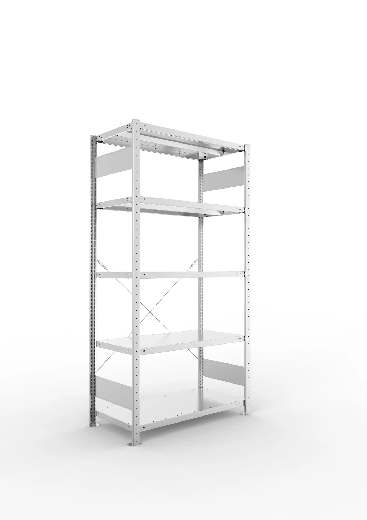 META CLIP | Fachbodenregal | Grundregal | 2000 x 1000 x 500 mm | Fachlast 330 kg | 4+1 Ebenen | verzinkt
