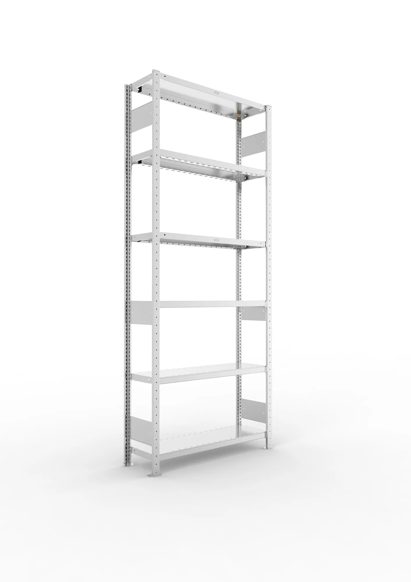 META CLIP S3 | Fachbodenregal | Grundregal | 2500 x 1000 x 300 mm | Fachlast 230 kg | 5+1 Ebenen | Längsriegel | verzinkt