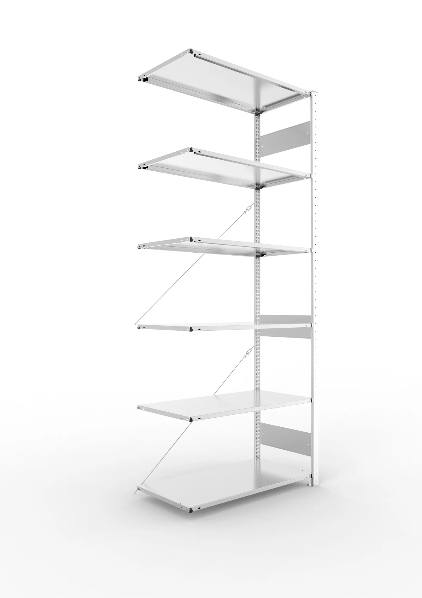 META CLIP S3 | Fachbodenregal | Anbauregal | 2500 x 1000 x 500 mm | Fachlast 80 kg | 5+1 Ebenen | verzinkt