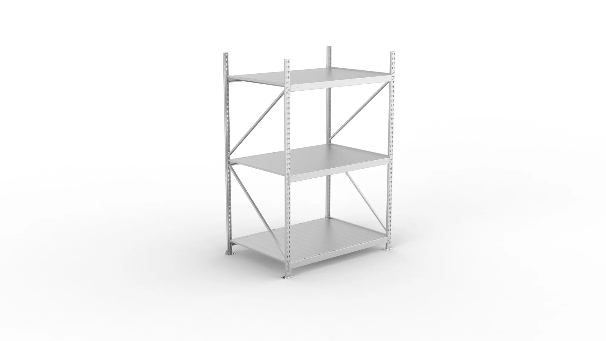 META MINI-RACK Weitspannregal | Grundregal | 2200 x 1400 x 1050 mm | Fachlast 600 kg | Stahlpaneelböden | 3 Ebenen