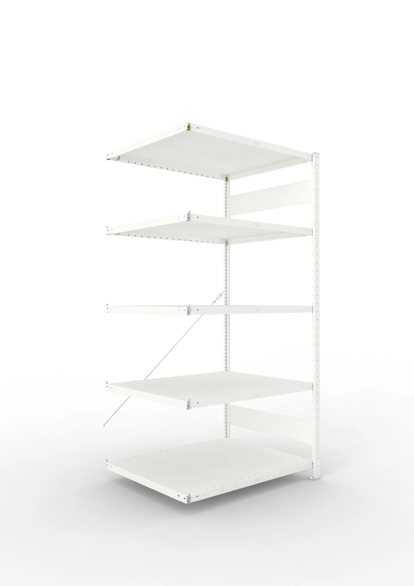 META CLIP | Fachbodenregal | Anbauregal | 2000 x 1000 x 800 mm | Fachlast 230 kg | 4+1 Ebenen | RAL 7035