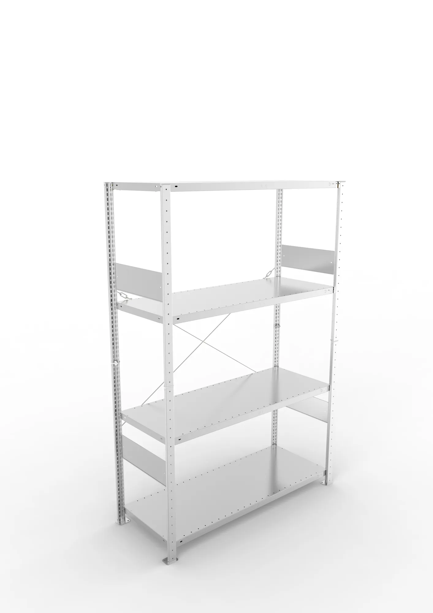META CLIP SPLIT | Fachbodenregal | Grundregal | 2000 x 1300 x 500 mm | Fachlast 230 kg | 3+1 Ebenen | verzinkt