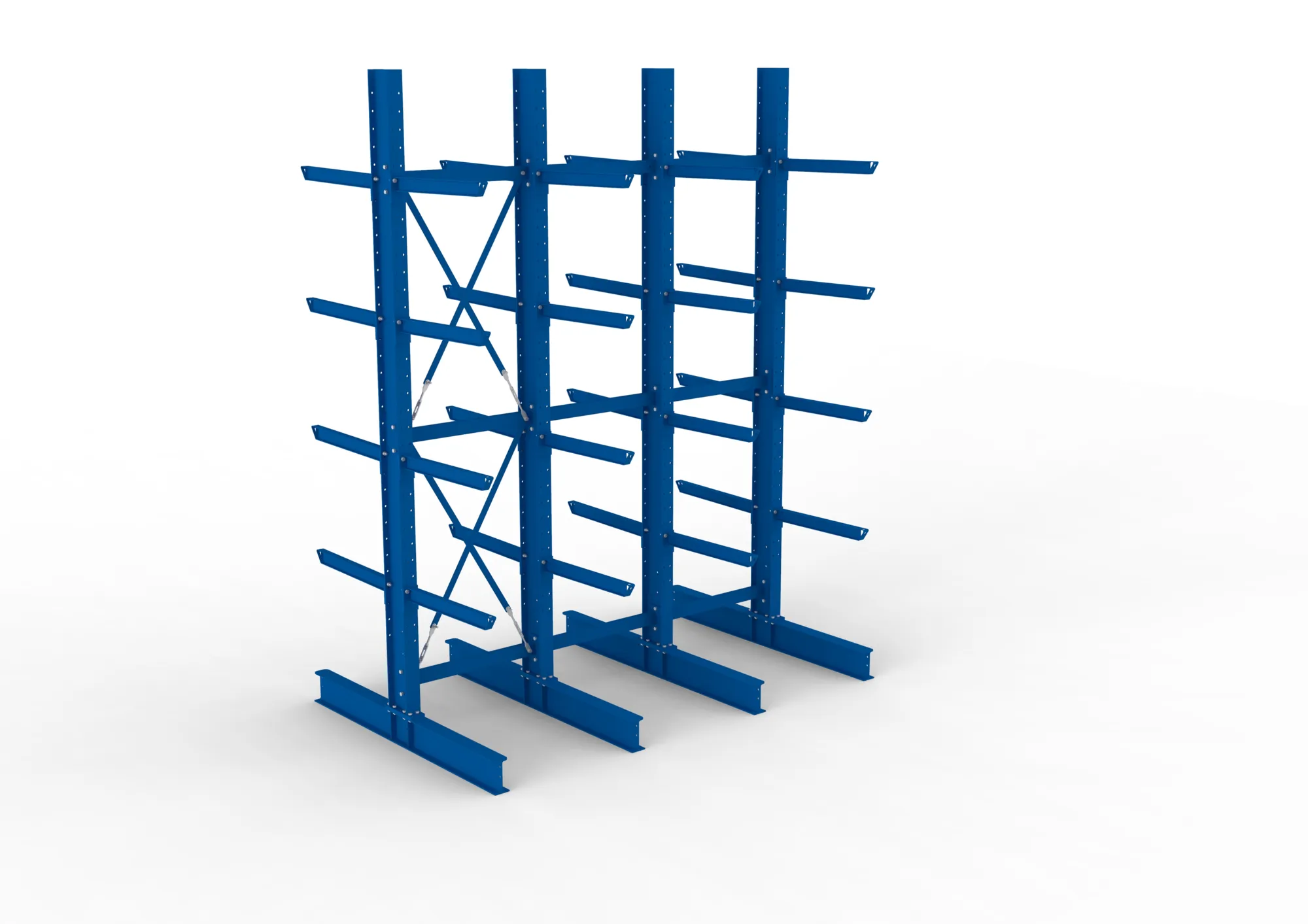 META MULTISTRONG H | Kragarmregal | 3 Felder | 4000 x 3000 x 800 mm | Armlast 630 kg | doppelseitig | 4+1 Ebenen