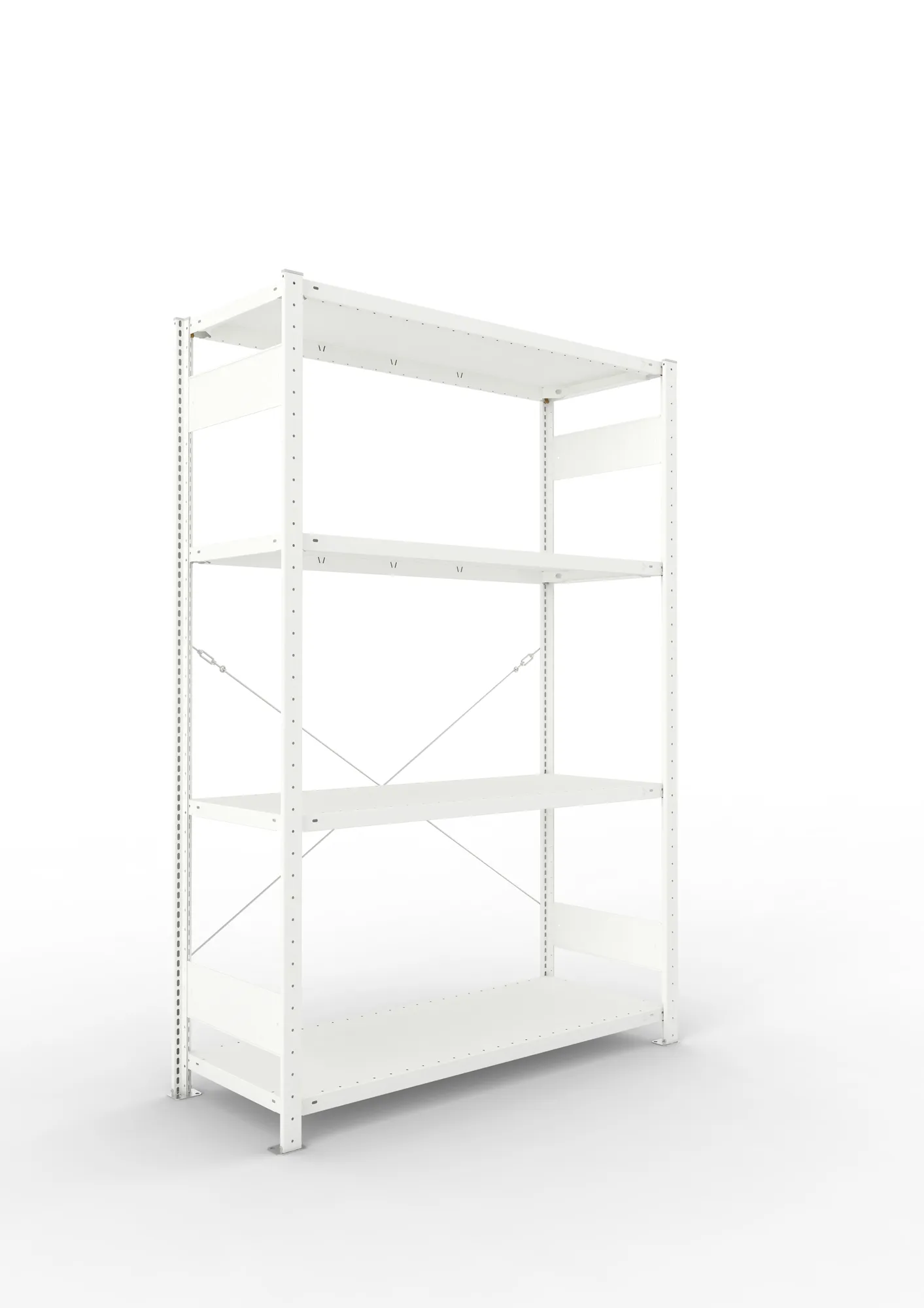 META CLIP | Fachbodenregal | Grundregal | 2000 x 1300 x 500 mm | Fachlast 230 kg | 3+1 Ebenen | RAL 7035