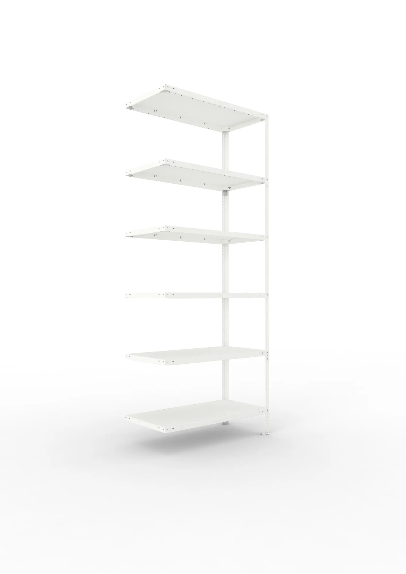 META FIX | Fachbodenregal | Anbauregal | 2500 x 1000 x 500 mm | Fachlast 150 kg | 6 Ebenen | RAL 7035