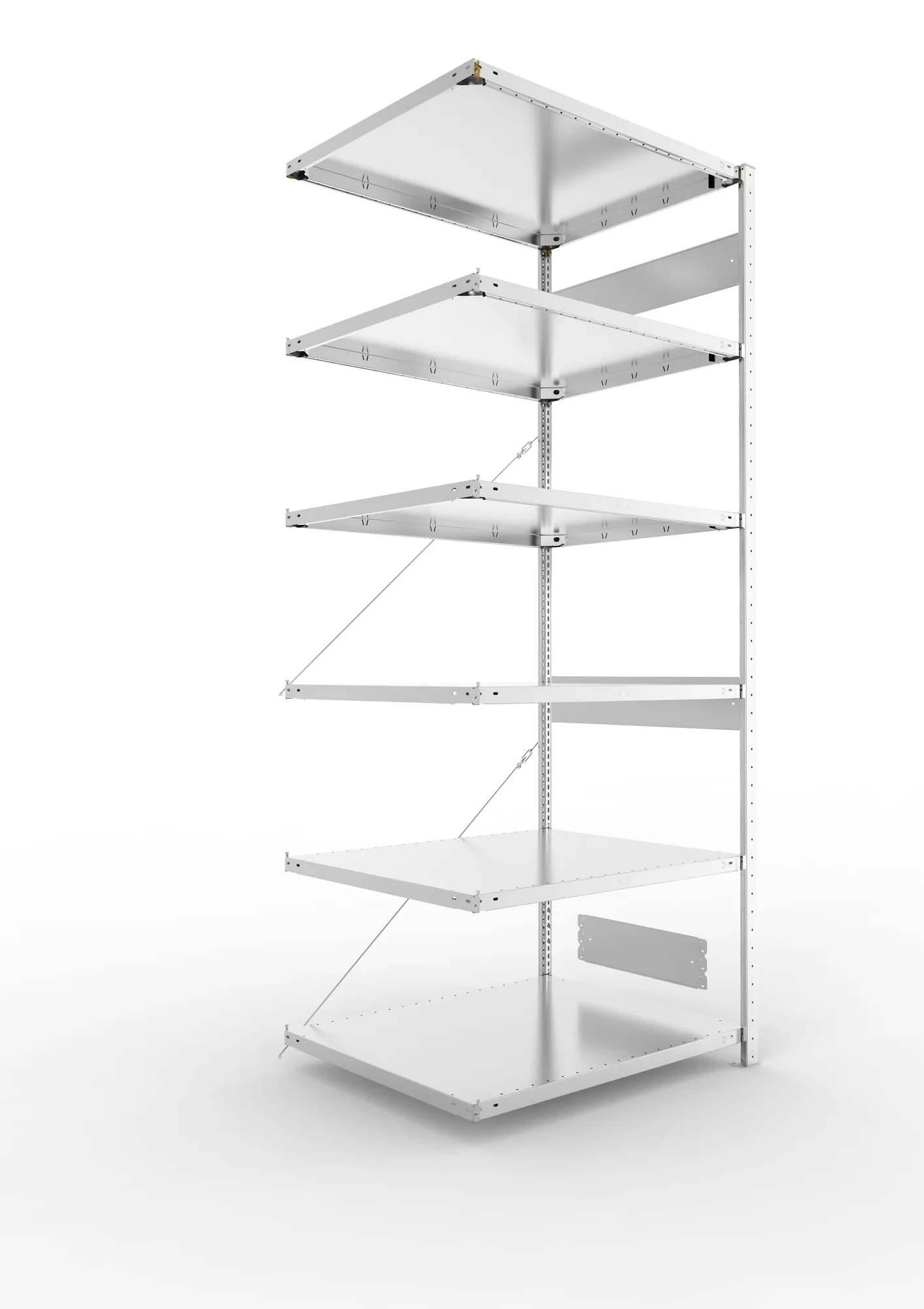 META CLIP S3 | Fachbodenregal | Anbauregal | 2500 x 1000 x 800 mm | Fachlast 230 kg | 5+1 Ebenen | verzinkt