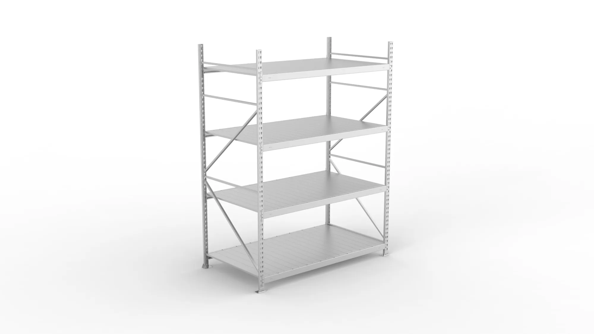 META MINI-RACK Weitspannregal | Grundregal | 2500 x 1800 x 1050 mm | Fachlast 600 kg | Stahlpaneelböden | 4 Ebenen