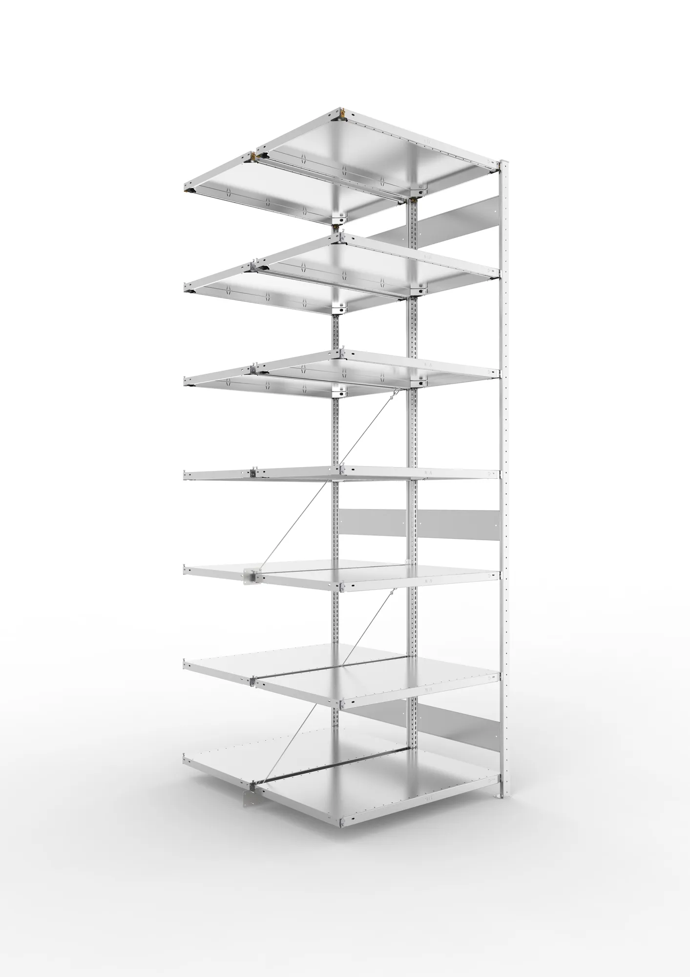 META CLIP | Fachbodenregal | Doppel-Anbauregal | 3000 x 1000 x 600 mm | Fachlast 150 kg | 6+1 Ebenen | verzinkt