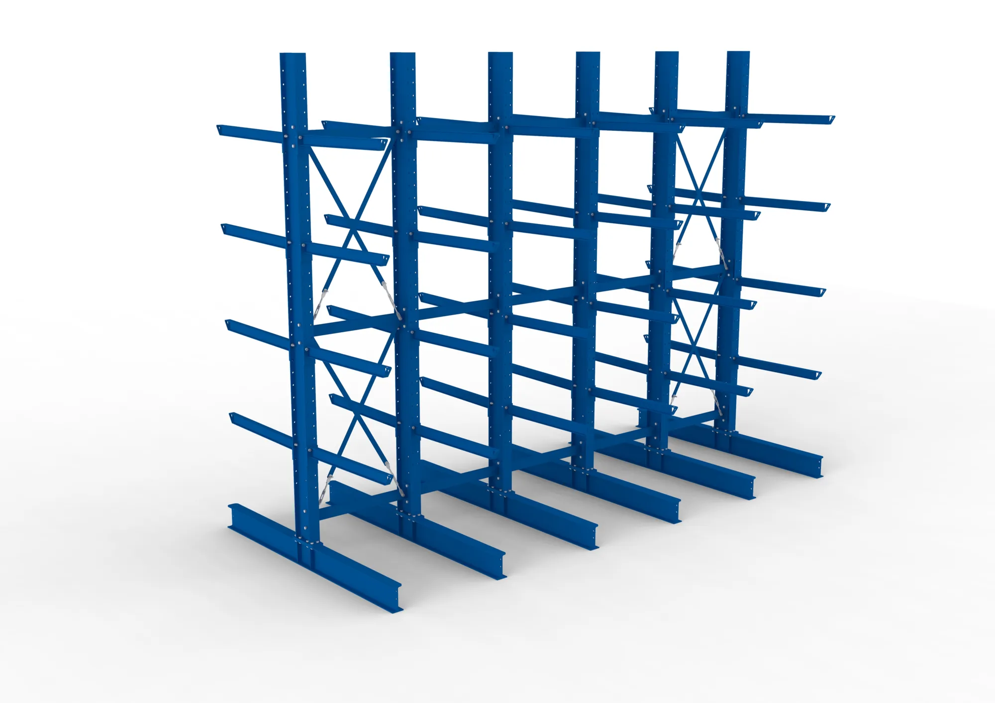 META MULTISTRONG H | Kragarmregal | 5 Felder | 4000 x 5000 x 1000 mm | Armlast 505 kg | doppelseitig | 4+1 Ebenen