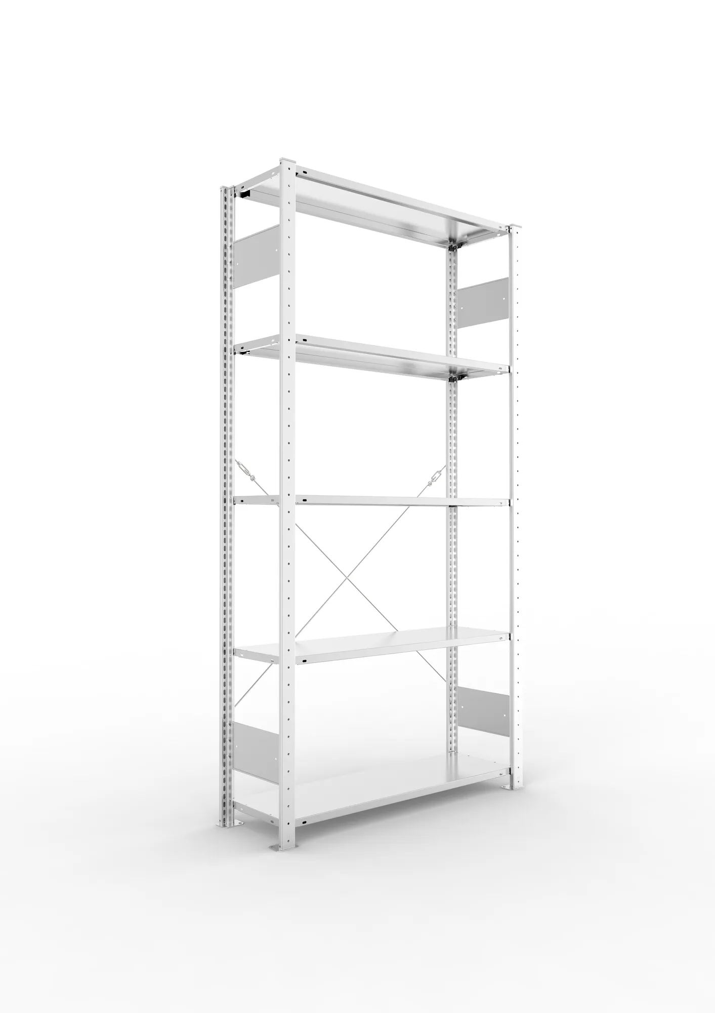 META CLIP S3 | Fachbodenregal | Grundregal | 2000 x 1000 x 300 mm | Fachlast 80 kg | 4+1 Ebenen | verzinkt