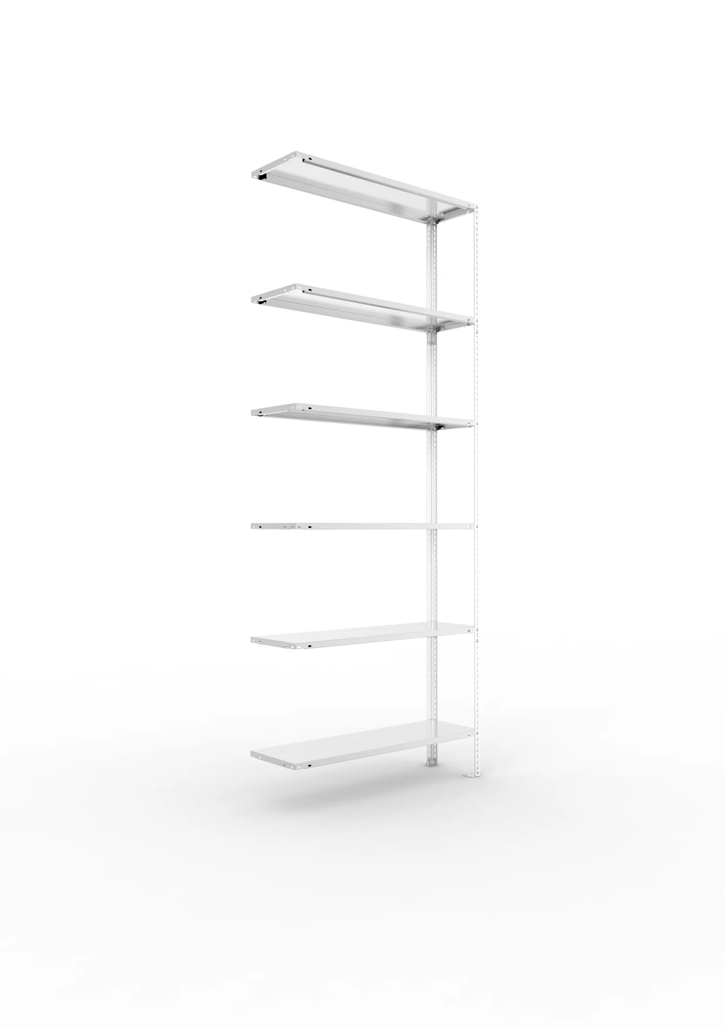 META FIX | Fachbodenregal | Anbauregal | 2500 x 1000 x 300 mm | Fachlast 80 kg | 6 Ebenen | verzinkt