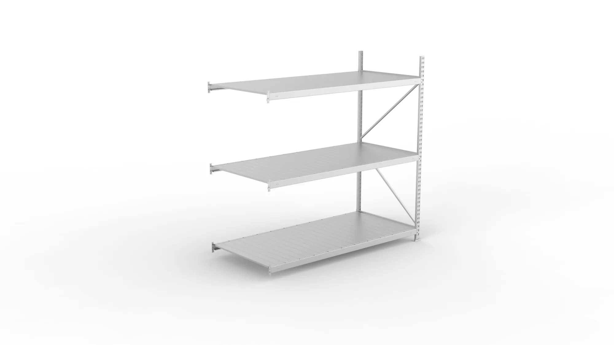 META MINI-RACK Weitspannregal | Anbauregal | 2200 x 2200 x 1050 mm | Fachlast 600 kg | Stahlpaneelböden | 3 Ebenen