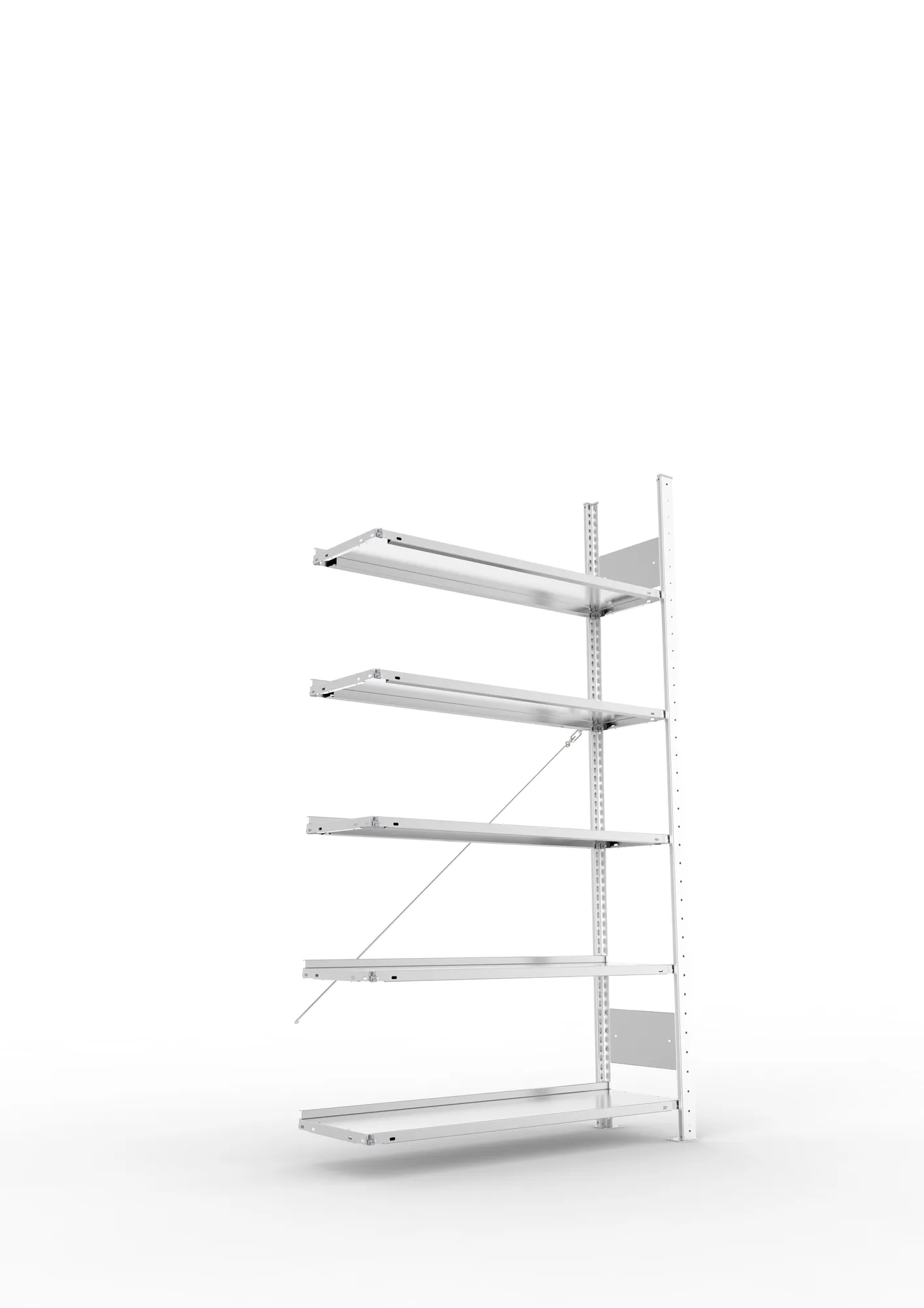 META COMPACT S3| Büro-Steckregal | Anbauregal | 1850 x 1000 x 300 mm | Fachlast 80 kg | 5 Ebenen | Endanschlag | verzinkt