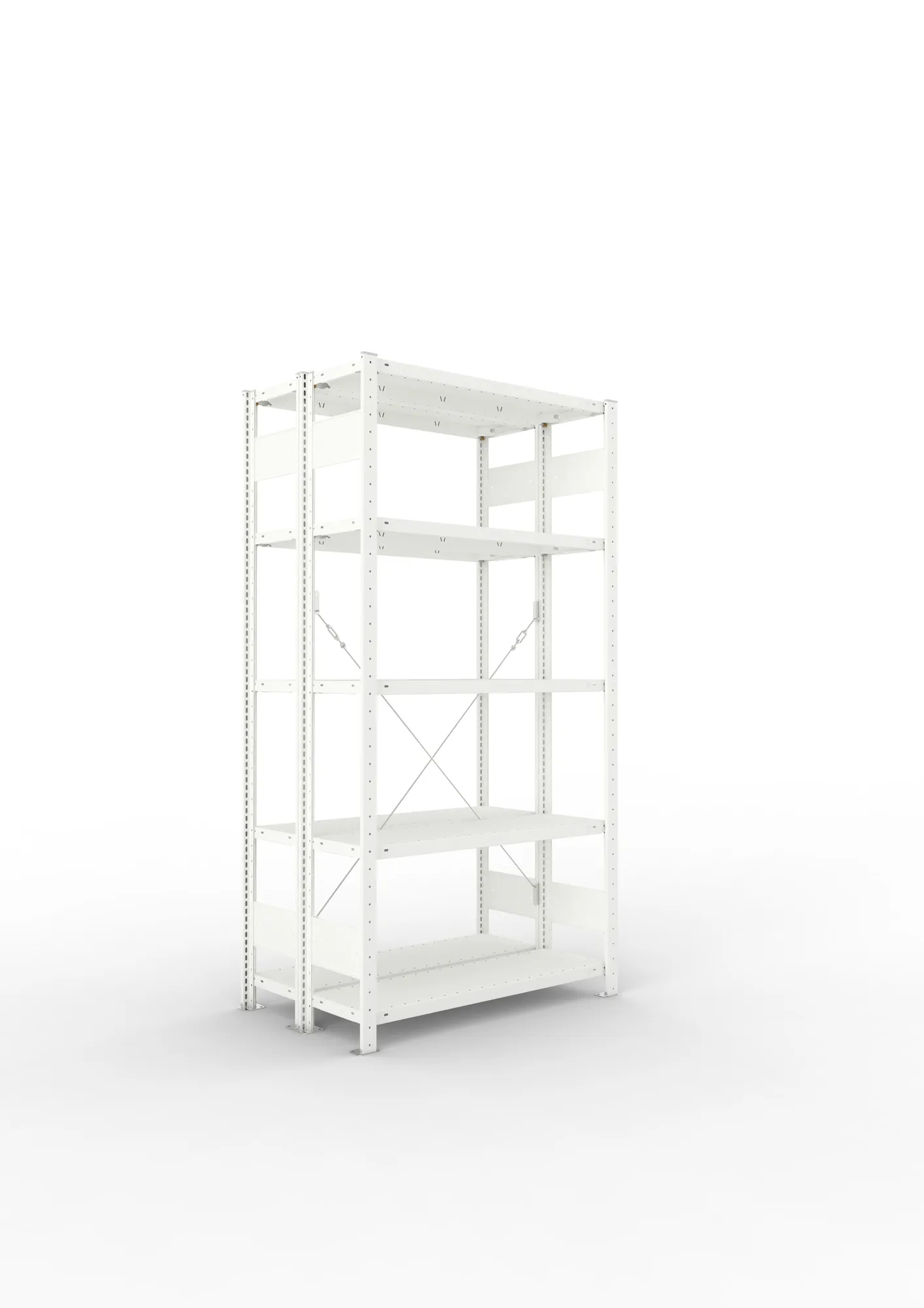 META CLIP | Fachbodenregal | Doppel-Grundregal | 2000 x 1000 x 300 mm | Fachlast 150 kg | 4+1 Ebenen | RAL 7035