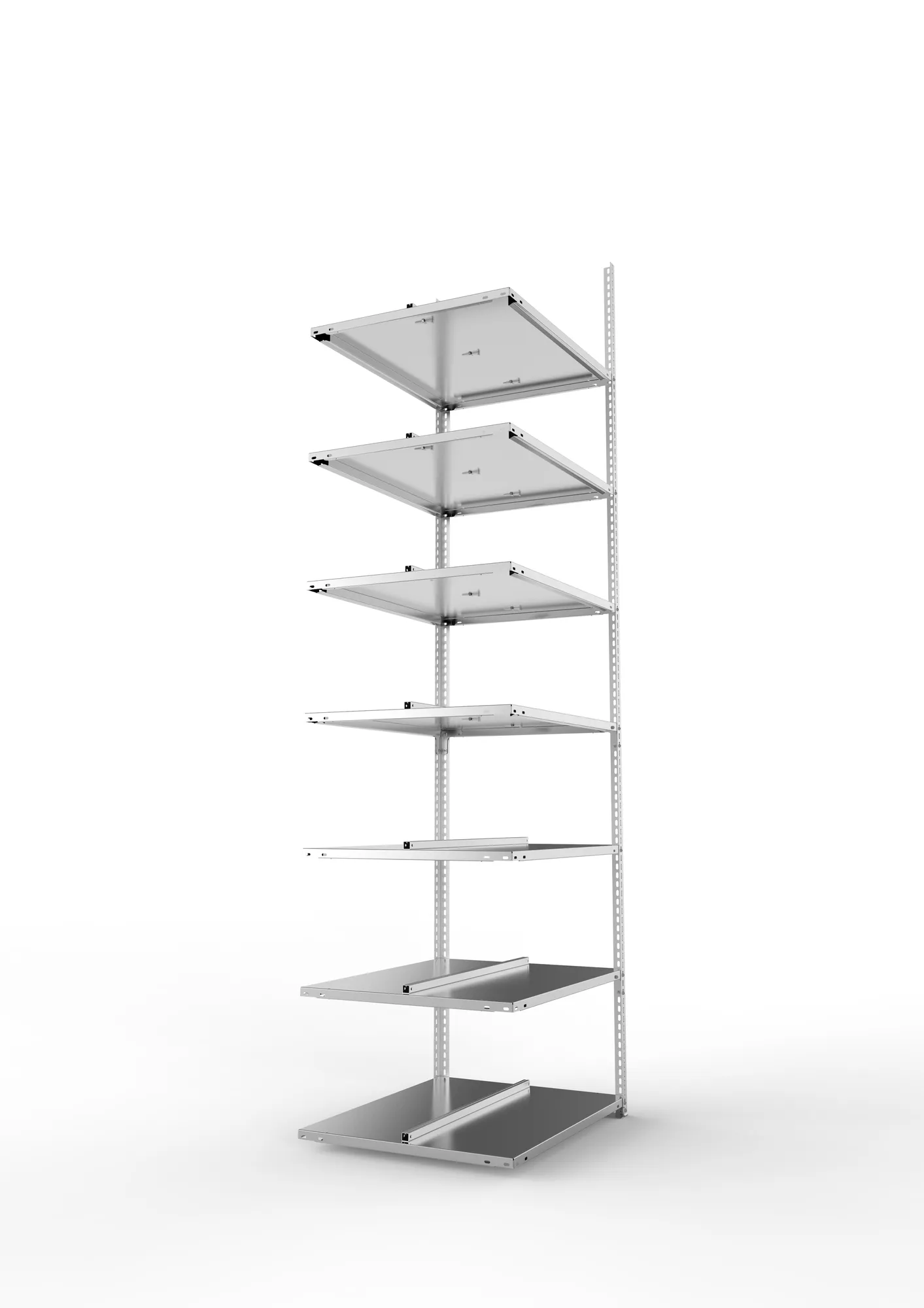 META FIX COMPACT | Büro-Schraubregal | Anbauregal | 2500 x 750 x 600 mm | Fachlast 100 kg | 7 Ebenen | verzinkt