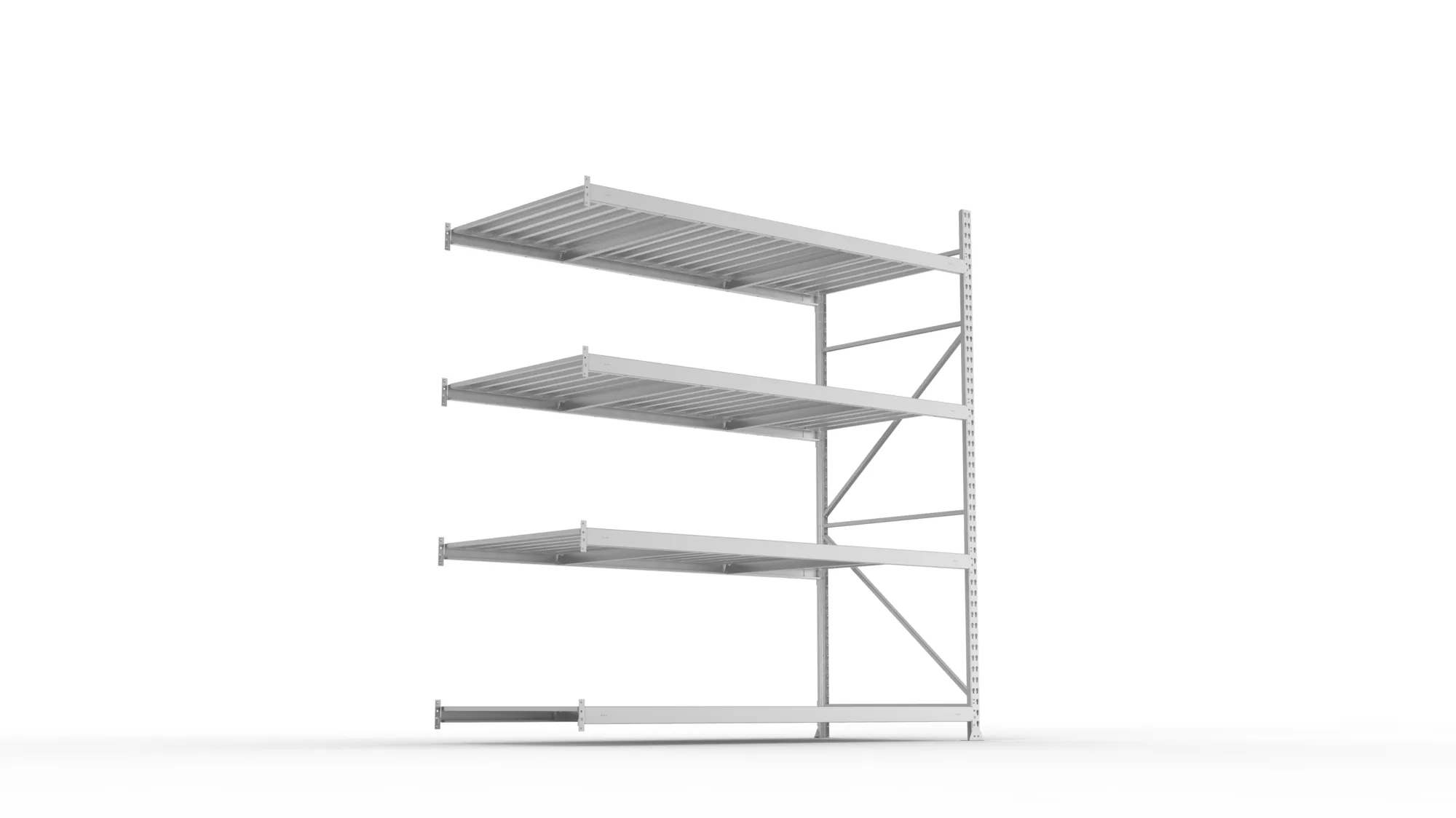 META MINI-RACK Weitspannregal | Anbauregal | 2500 x 2200 x 1050 mm | Fachlast 600 kg | Stahlpaneelböden | 4 Ebenen