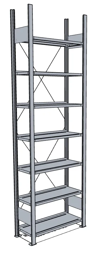 META COMPACT | Büro-Steckregal | Grundregal | 2550 x 1000 x 300 mm | Fachlast 80 kg | 7 Ebenen | verzinkt