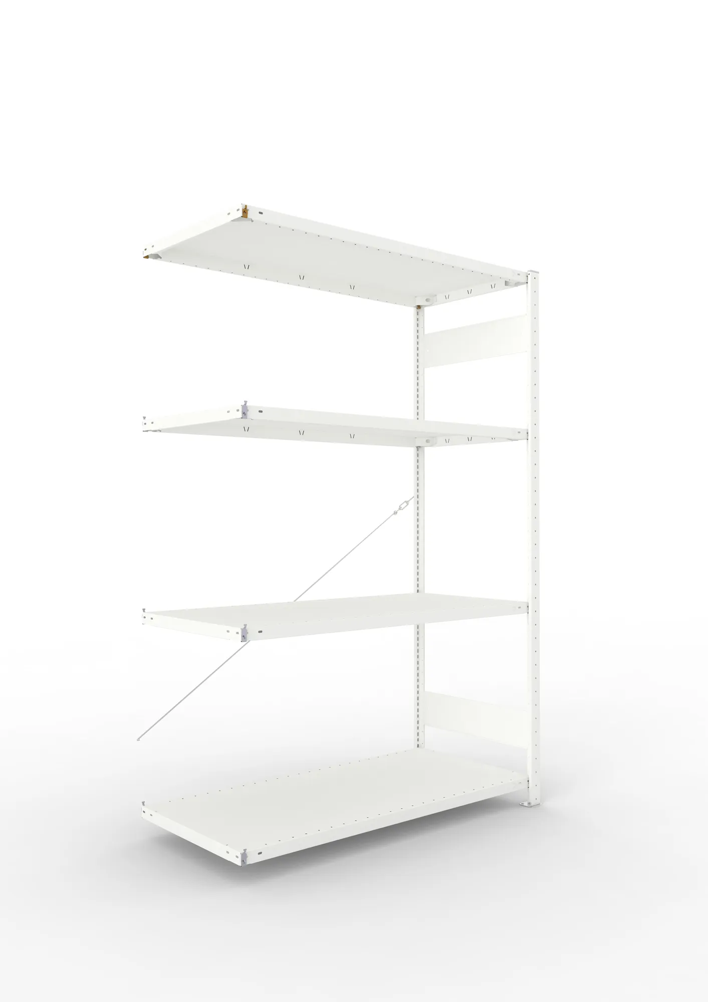 META CLIP | Fachbodenregal | Anbauregal | 2000 x 1300 x 600 mm | Fachlast 230 kg | 3+1 Ebenen | RAL 7035