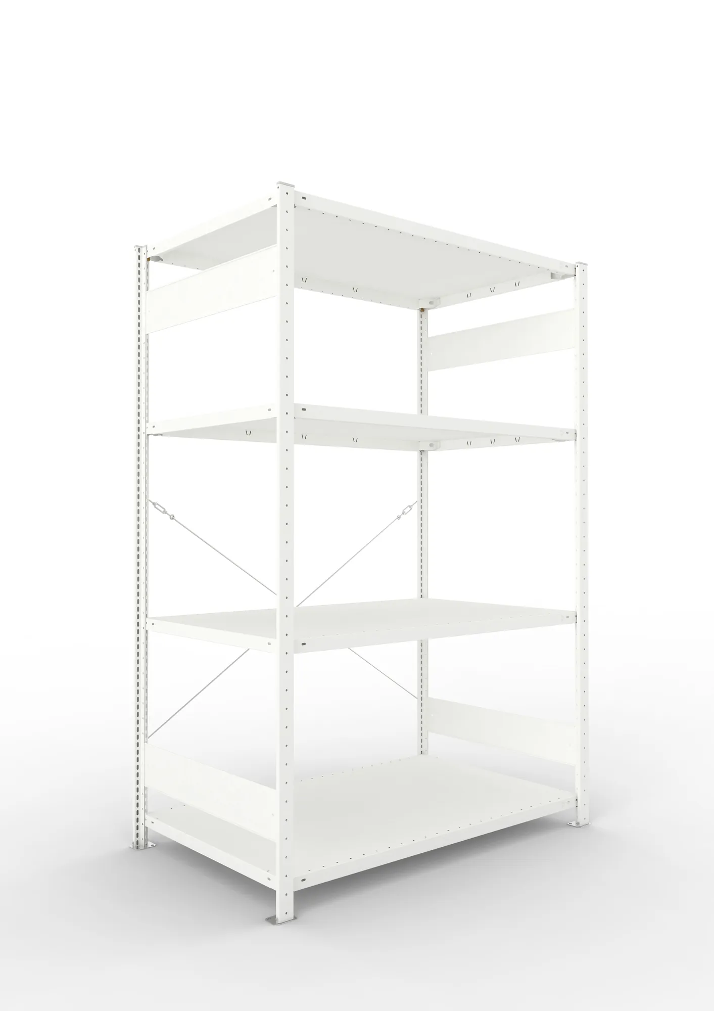 META CLIP | Fachbodenregal | Grundregal | 2000 x 1300 x 800 mm | Fachlast 230 kg | 3+1 Ebenen | RAL 7035