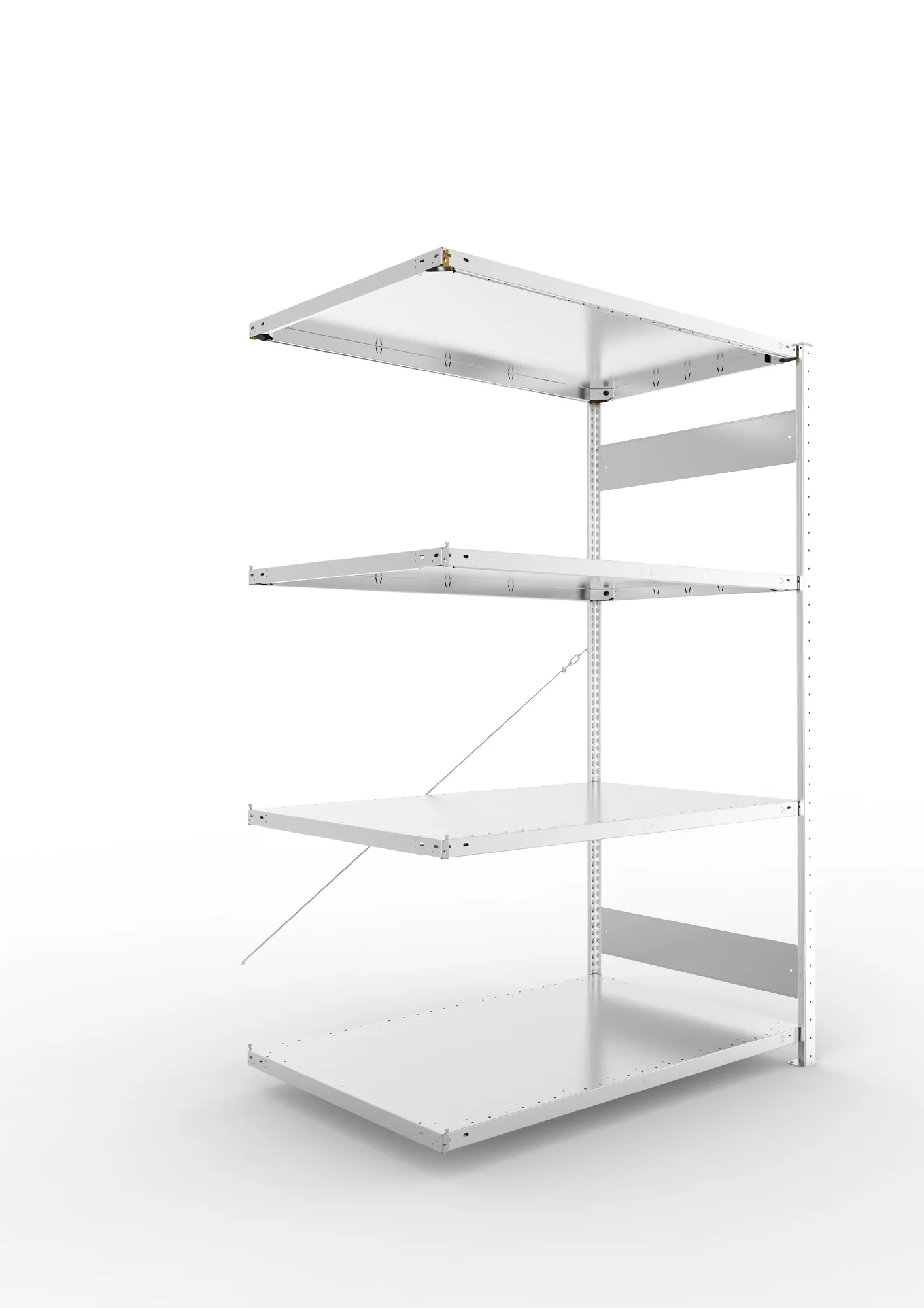 META CLIP S3 | Fachbodenregal | Anbauregal | 2000 x 1300 x 800 mm | Fachlast 230 kg | 3+1 Ebenen | verzinkt