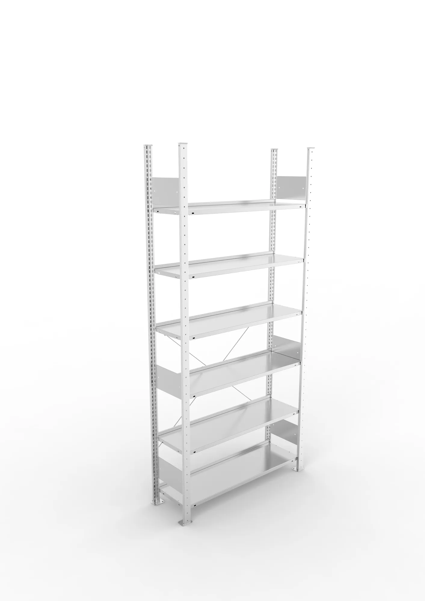META COMPACT S3| Büro-Steckregal | Grundregal | 2200 x 1000 x 300 mm | Fachlast 80 kg | 6 Ebenen | Endanschlag | verzinkt