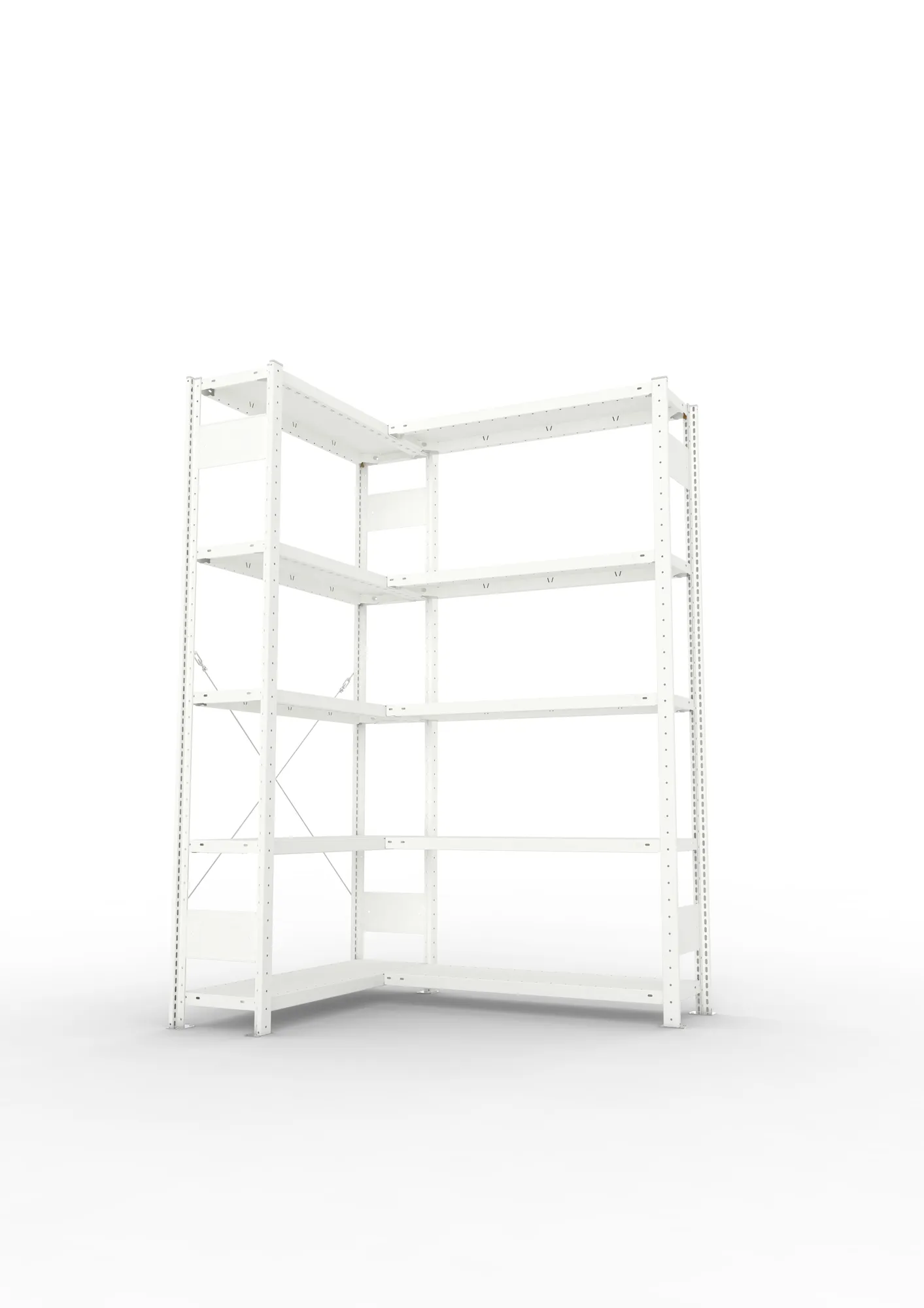 META CLIP | Eckregal | 2000 x 1000 x 300 mm | Fachlast 100 kg | 4+1 Ebenen | RAL 7035