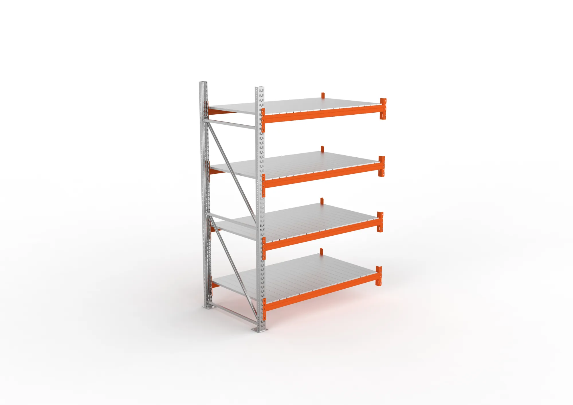 META MULTIPAL | Großfachregal | Anbauregal | 2700 x 1825 x 1100 mm | Fachlast 1800 kg | 4 Ebenen | Stahlpaneele | verzinkt