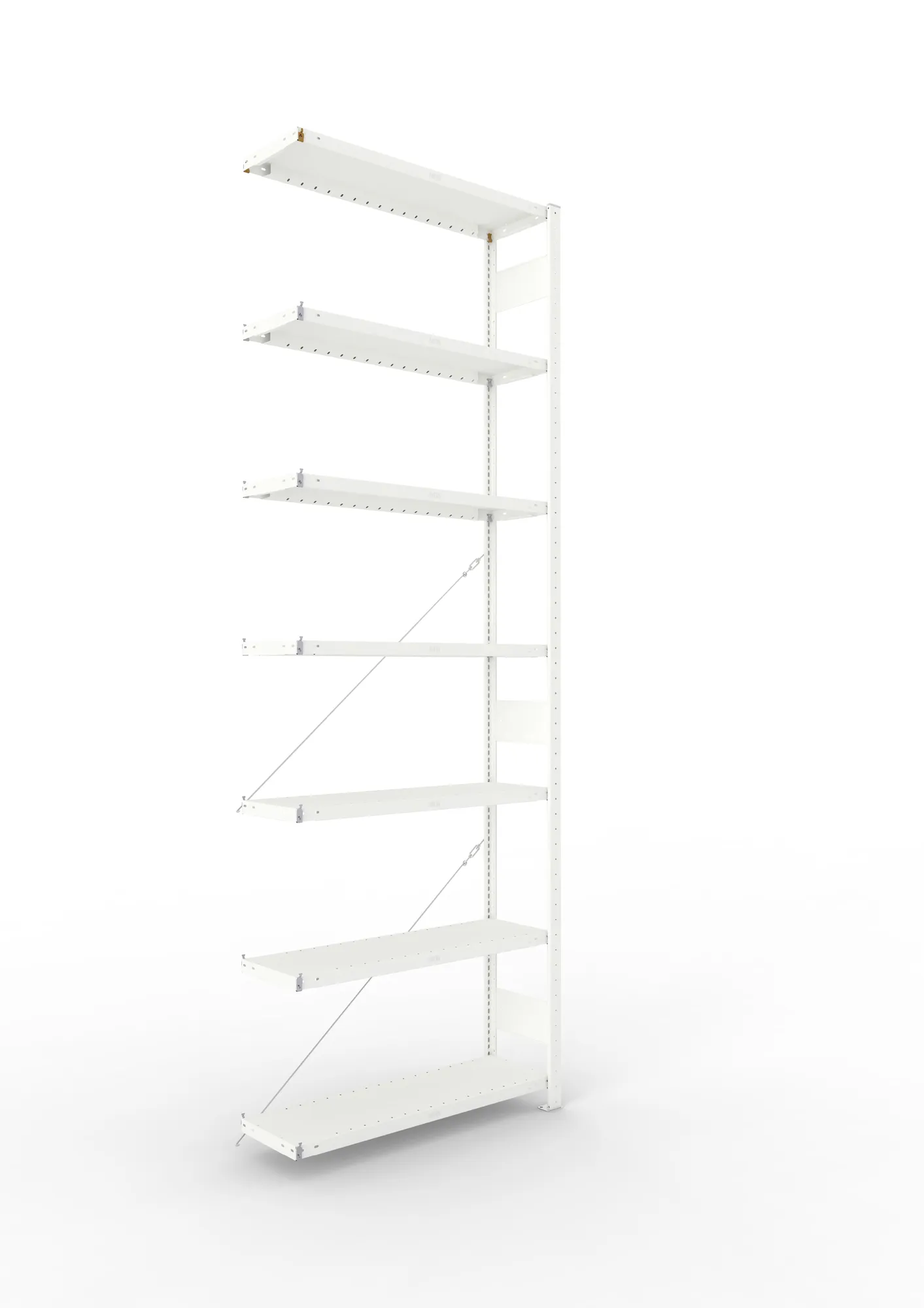 META CLIP | Fachbodenregal | Anbauregal | 3000 x 1000 x 300 mm | Fachlast 230 kg | 6+1 Ebenen | RAL 7035
