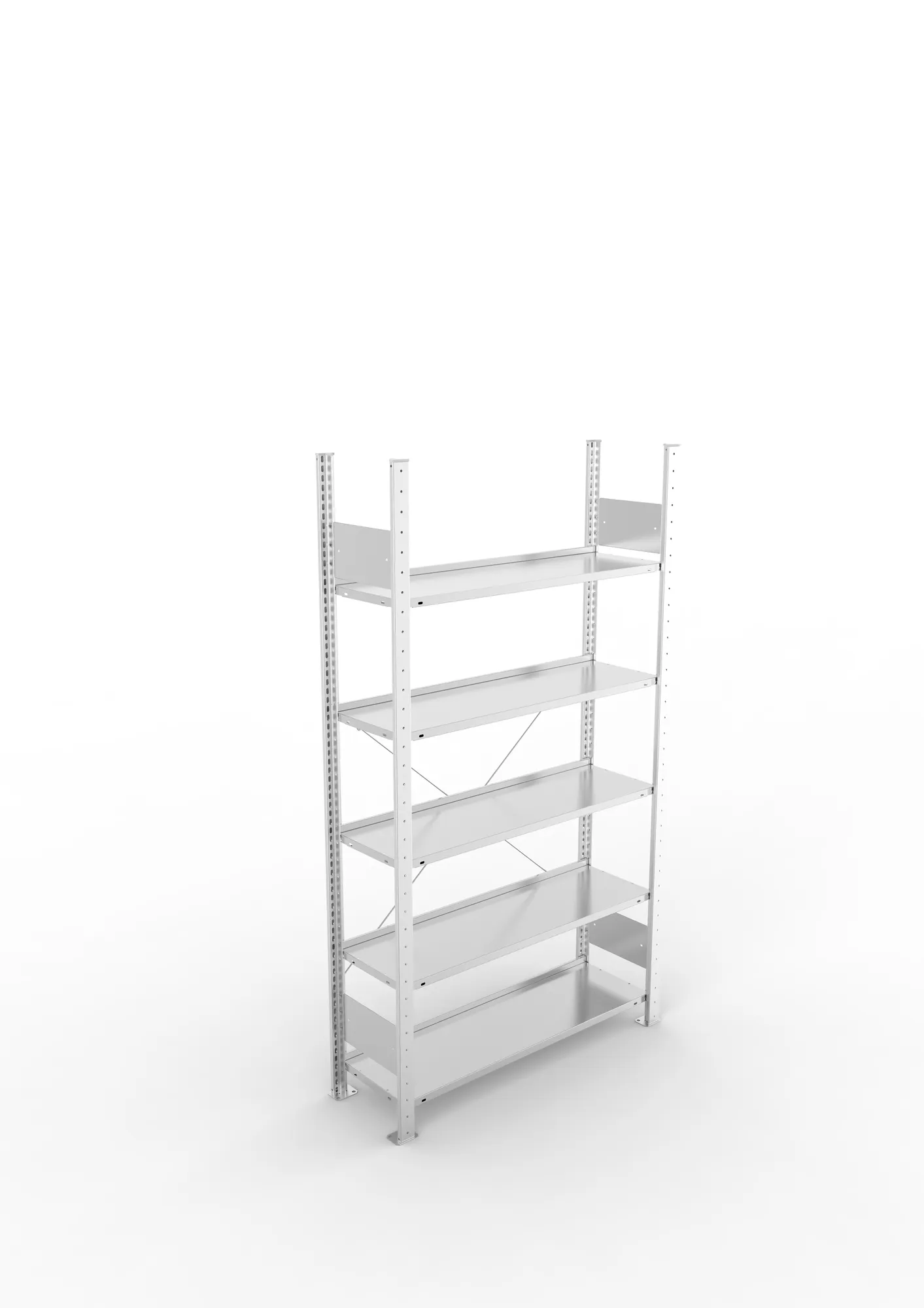 META COMPACT S3| Büro-Steckregal | Grundregal | 1850 x 1000 x 300 mm | Fachlast 80 kg | 5 Ebenen | Endanschlag | verzinkt