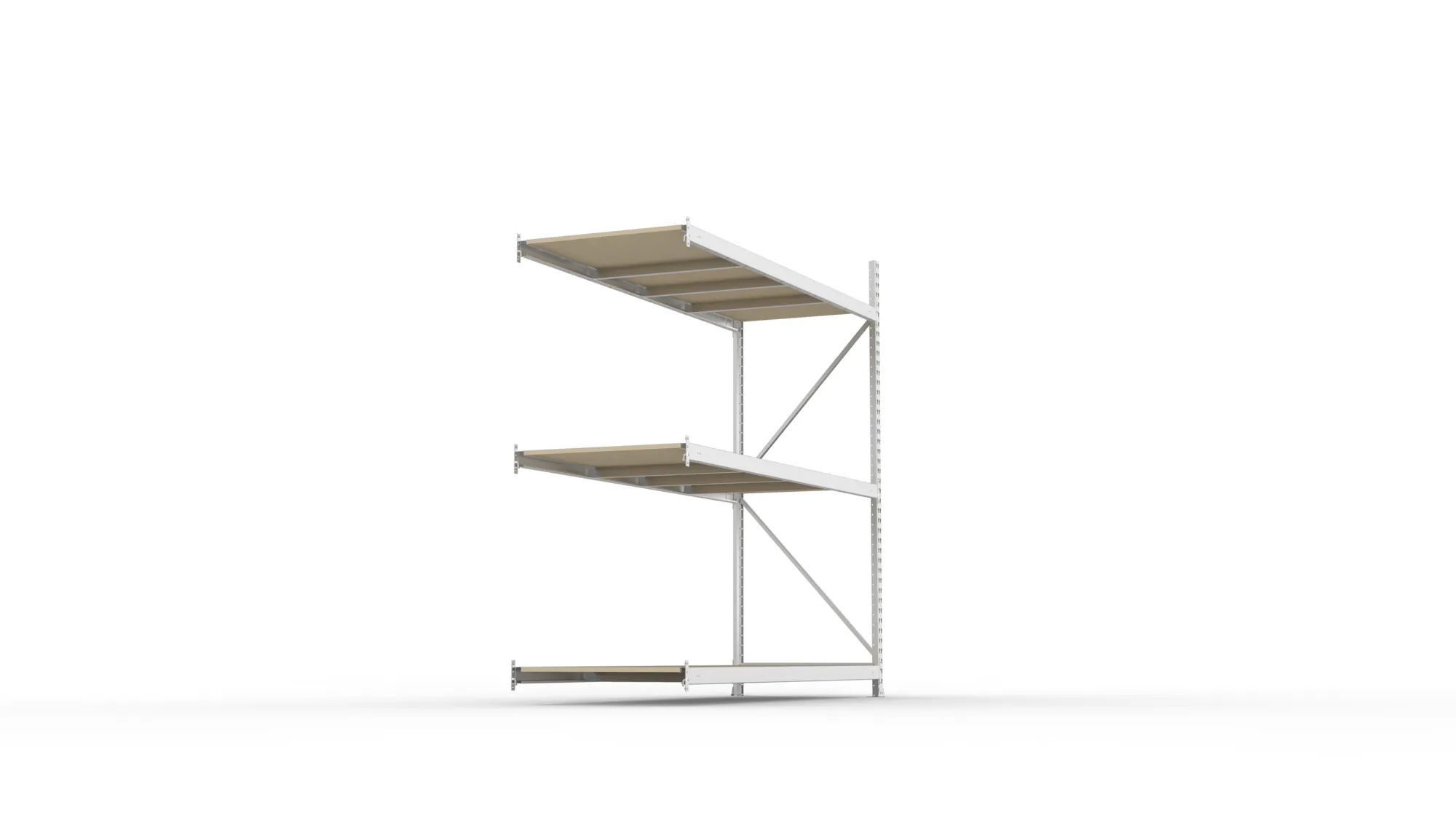 META MINI-RACK Weitspannregal | Anbauregal | 2200 x 2200 x 800 mm | Fachlast 600 kg | Spanplattenböden | 3 Ebenen
